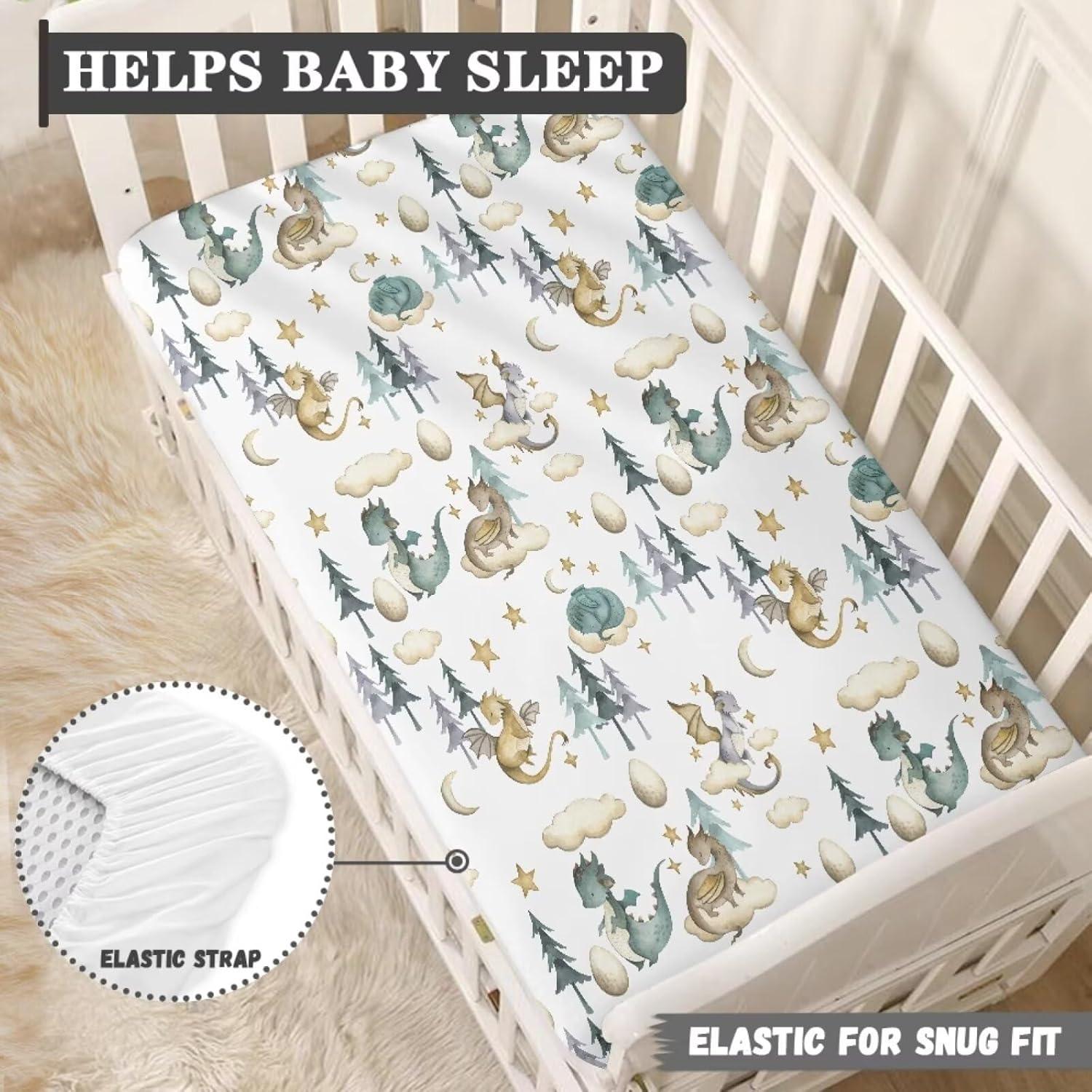 Sábana Ajustable Cuna JIANADAER Dragón Acuarela 71x132 cm