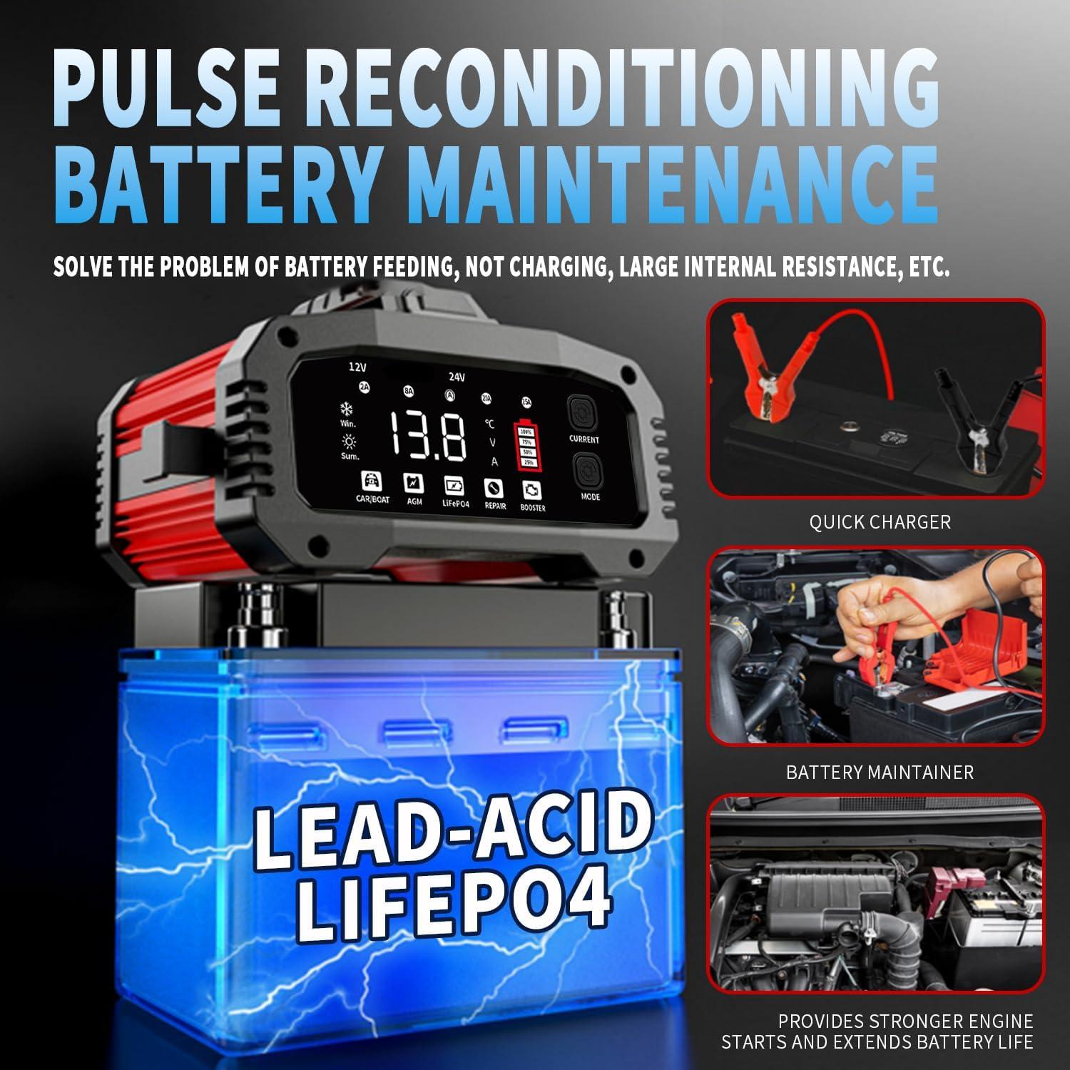 Cargador de Batería 25A Haibro 12V/24V Inteligente