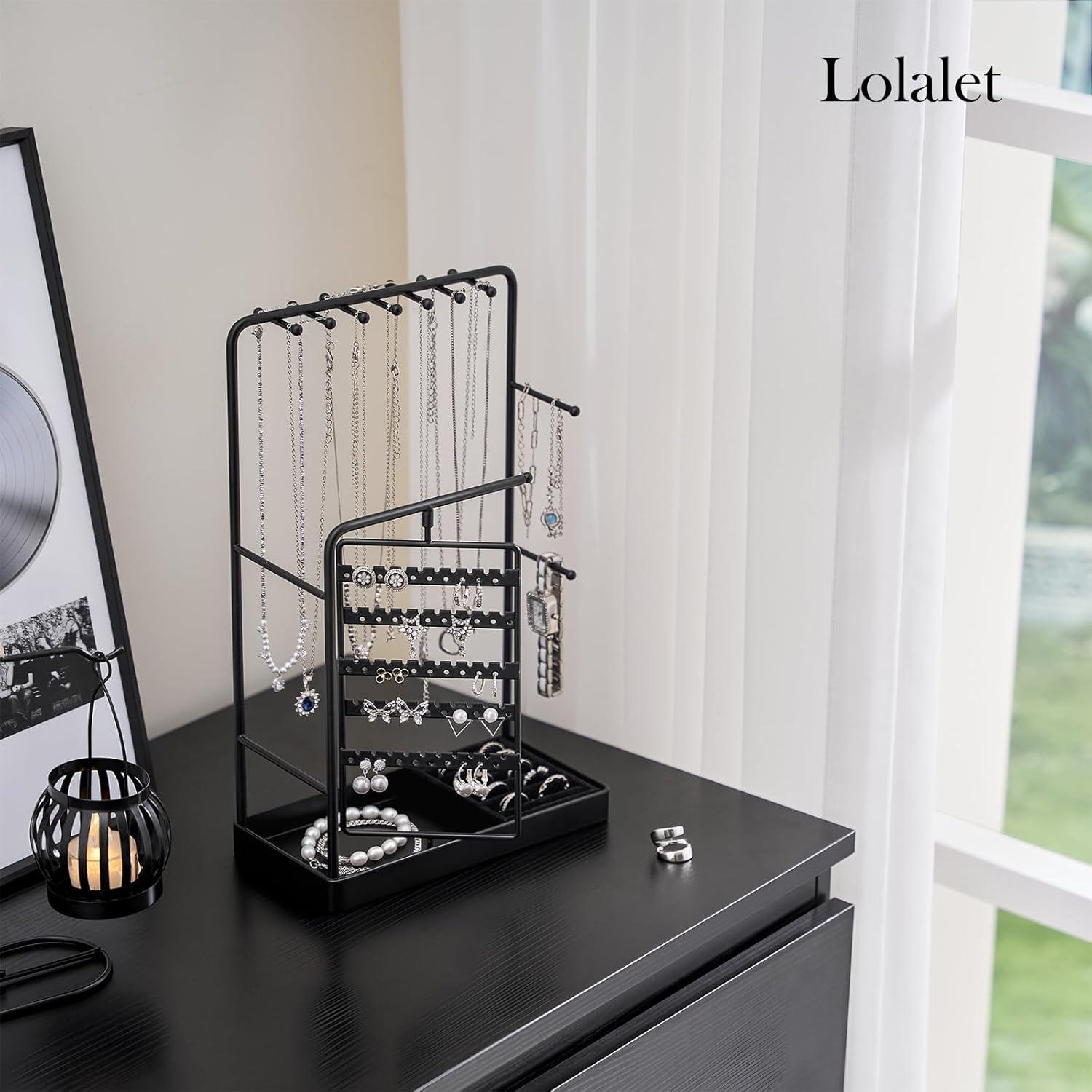 Soporte Organizador de Joyería Lolalet Negro, Rotatorio 360°