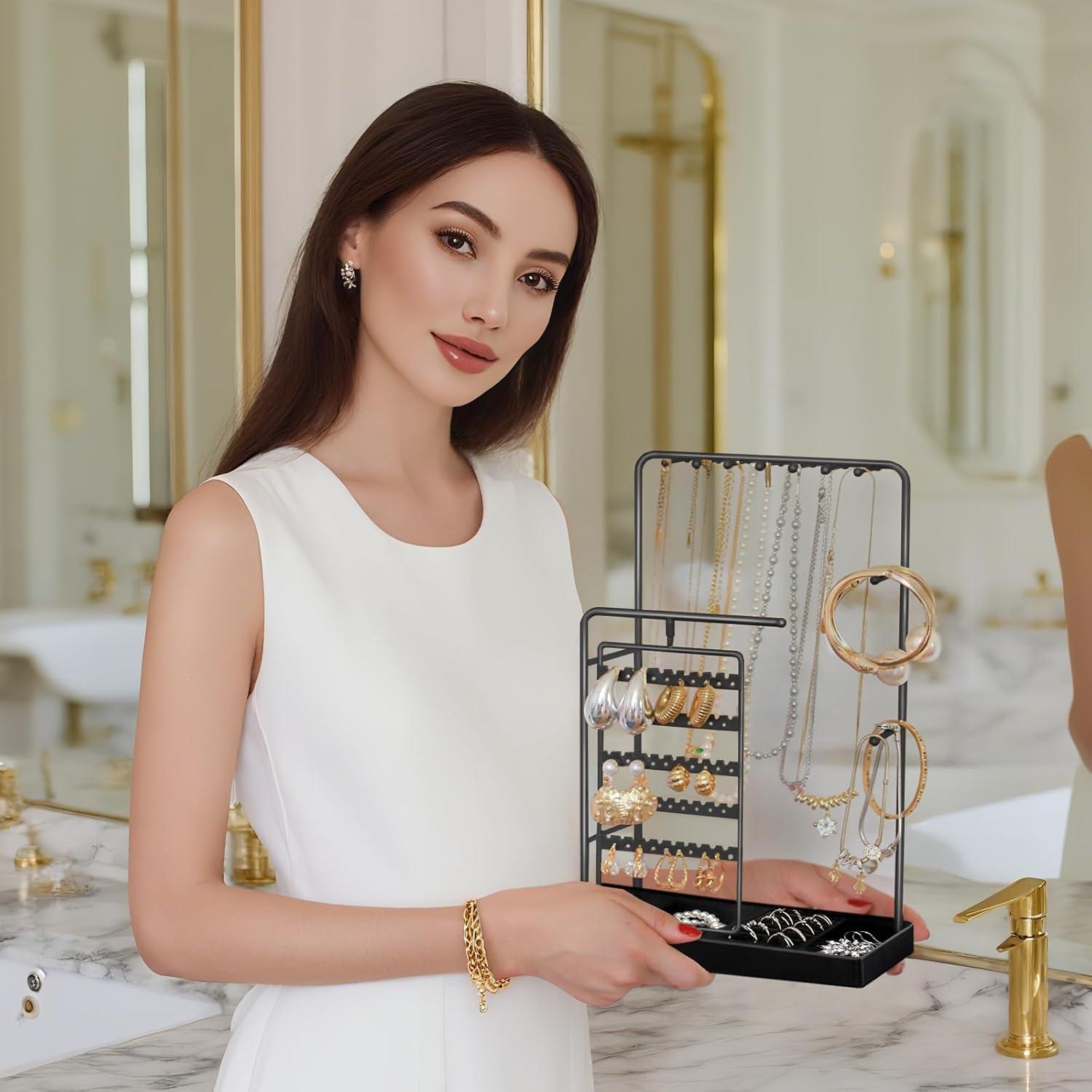 Soporte Organizador de Joyería Lolalet Negro, Rotatorio 360°