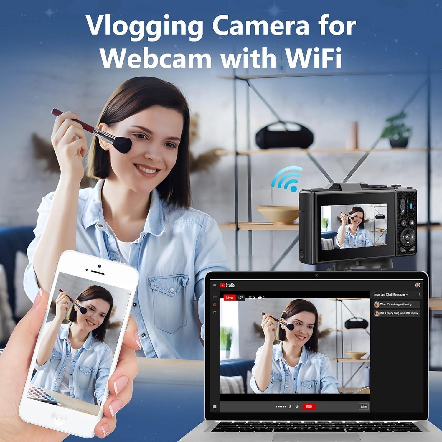 Cámara Digital Diyeeni 64MP UHD 4K Zoom 18X Pantalla 3"