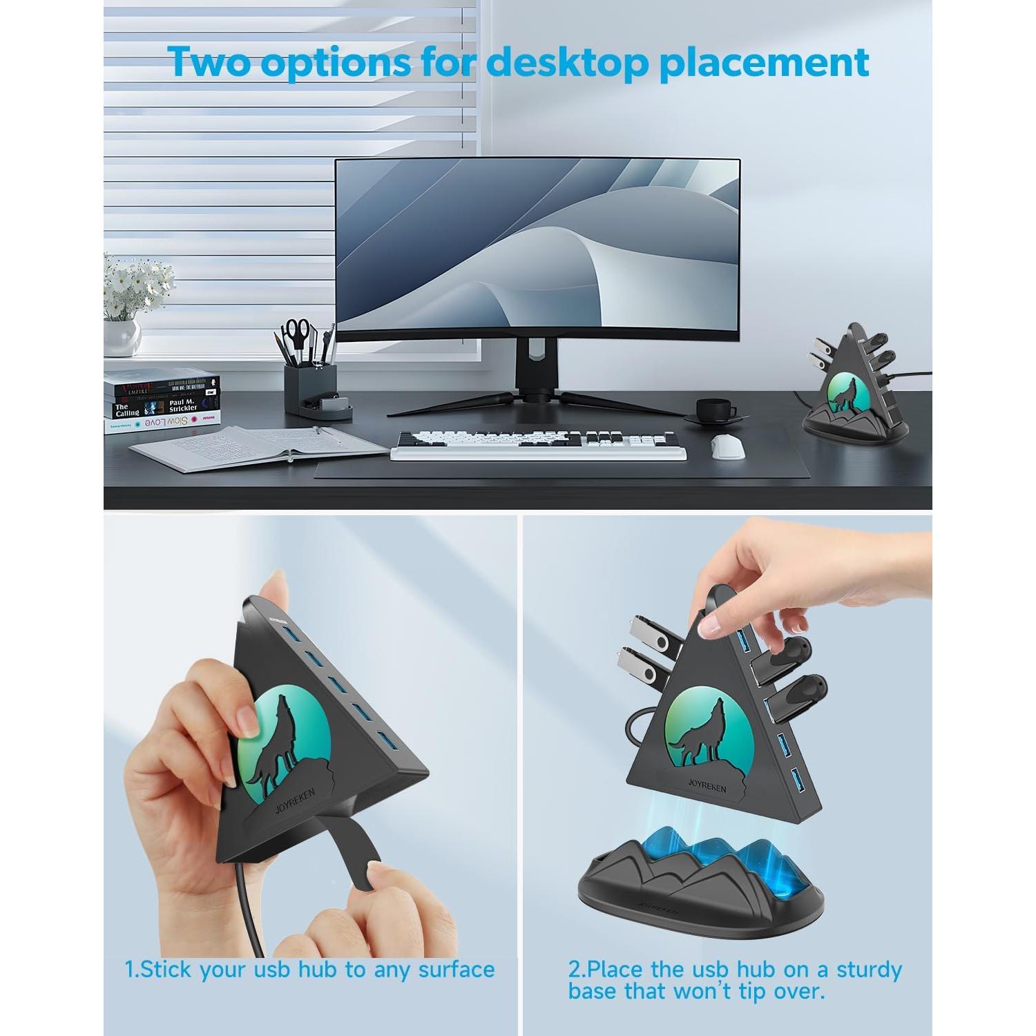 Hub USB 3.0 JoyReken de 7 Puertos con Luz RGB 0.61m