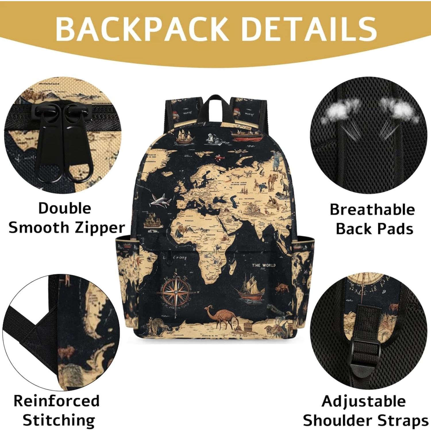 Mochila Infantil PATTERNFUL 15" Mapa del Mundo Resistente