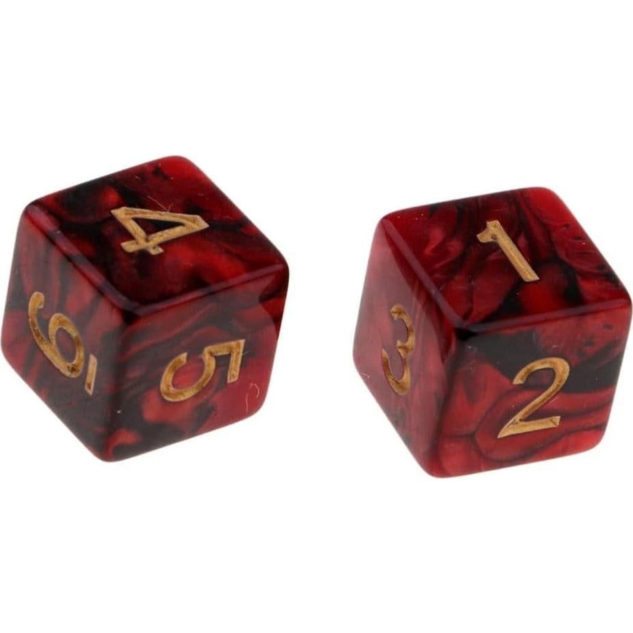 10 Dados Poliedricos D6 Acrílico 16mm Rojo Negro para RPG