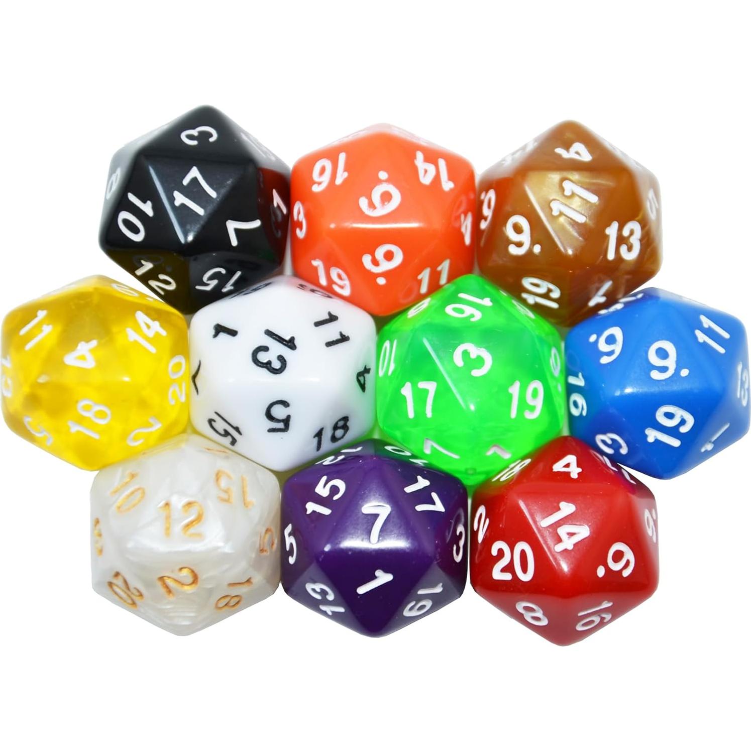 Dados D20 10-Pack SmartDealsPro 22mm Color Mezclado