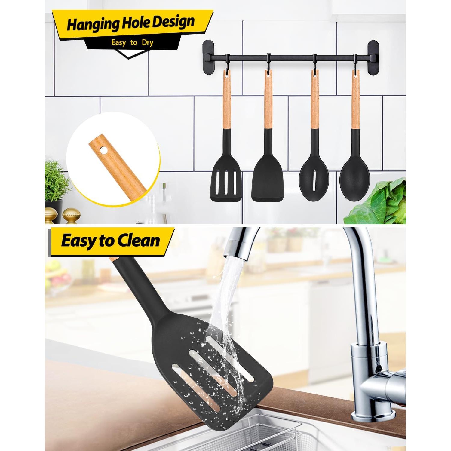 Juego de Utensilios de Cocina de Silicona BUNDLEPRO 4 Piezas