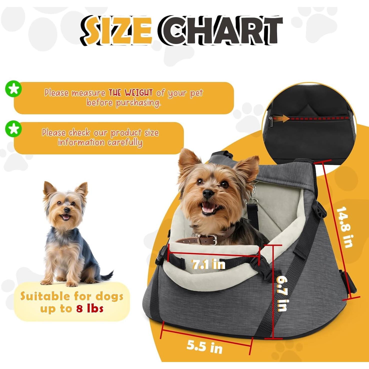 Asiento de Coche para Perros WOYYHO Mediano 36.8x24.9cm