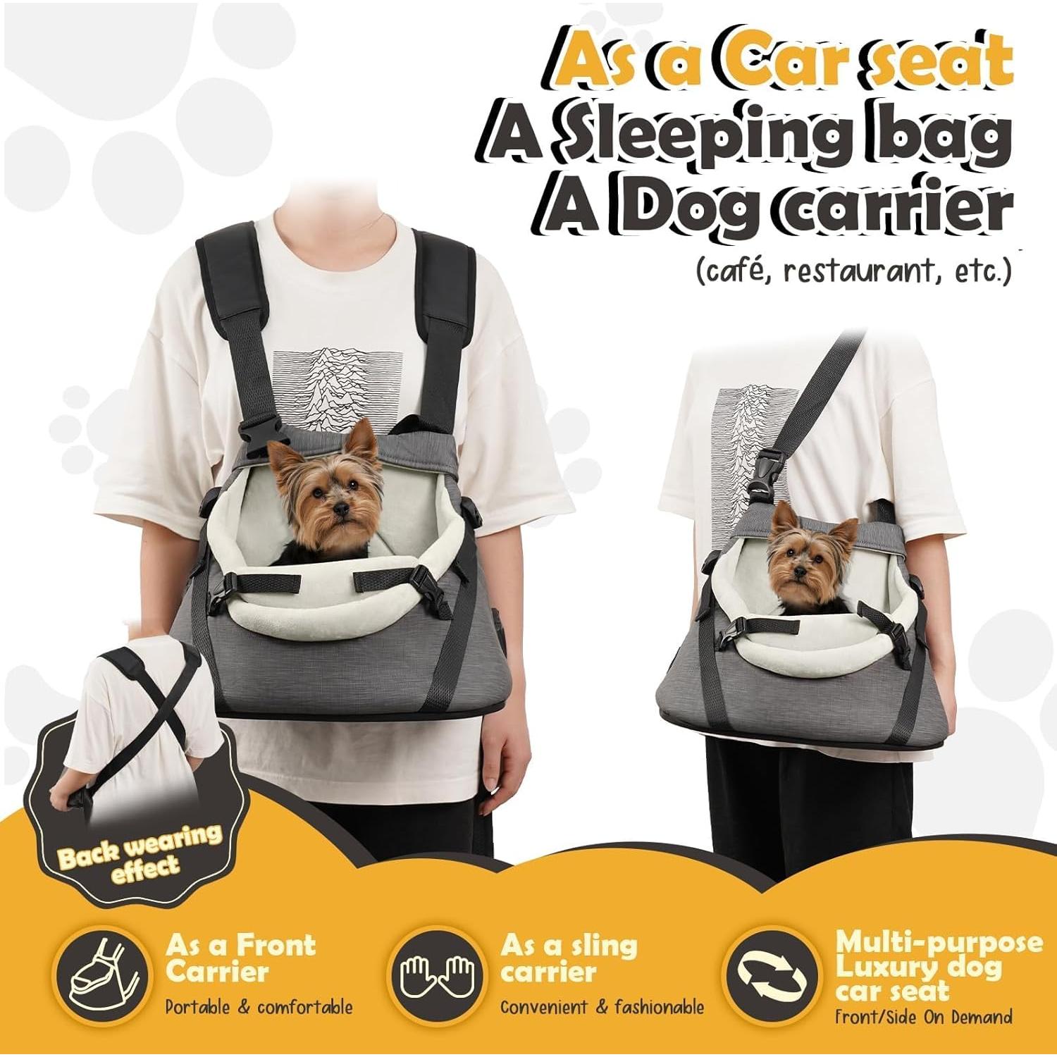 Asiento de Coche para Perros WOYYHO Mediano 36.8x24.9cm