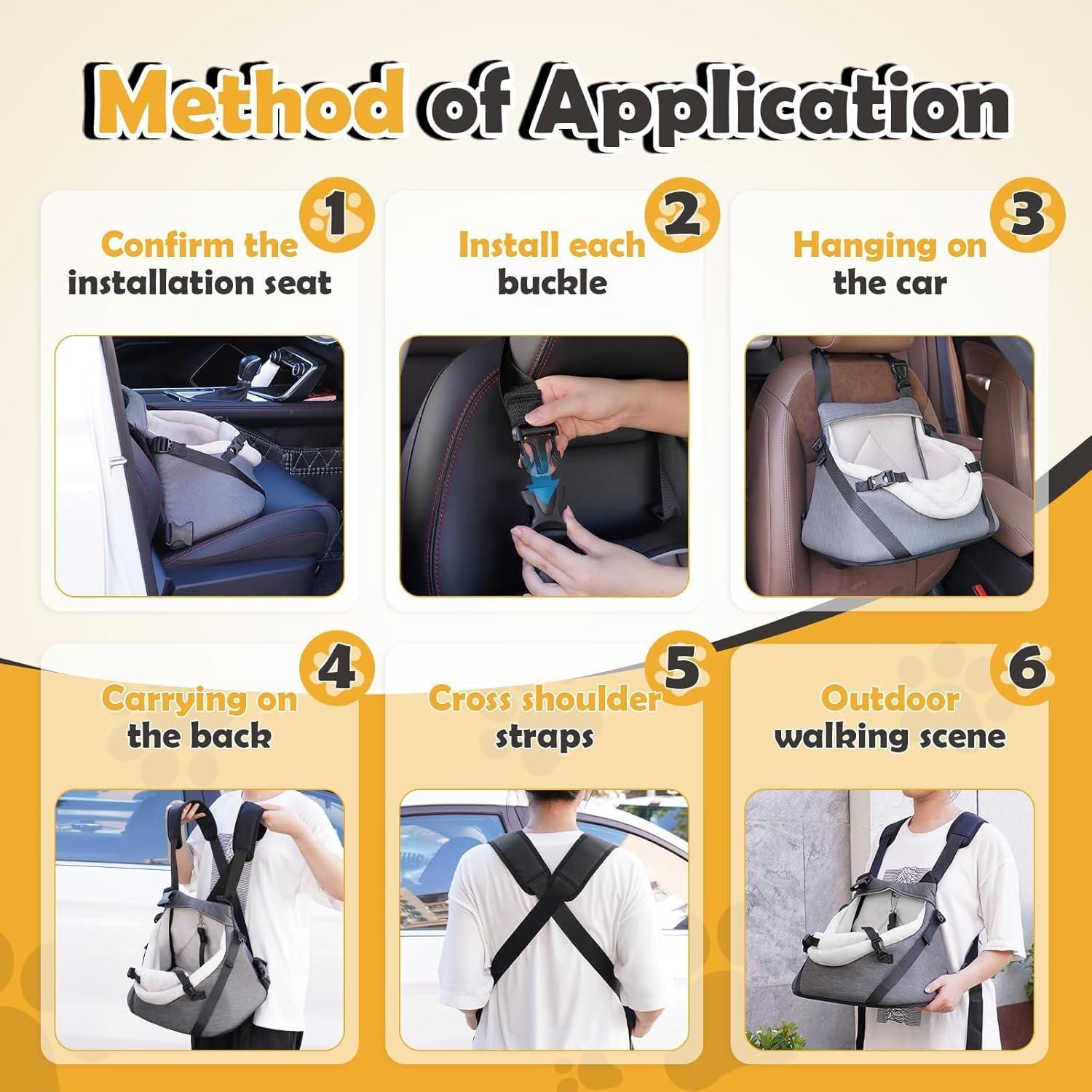 Asiento de Coche para Perros WOYYHO Mediano 36.8x24.9cm