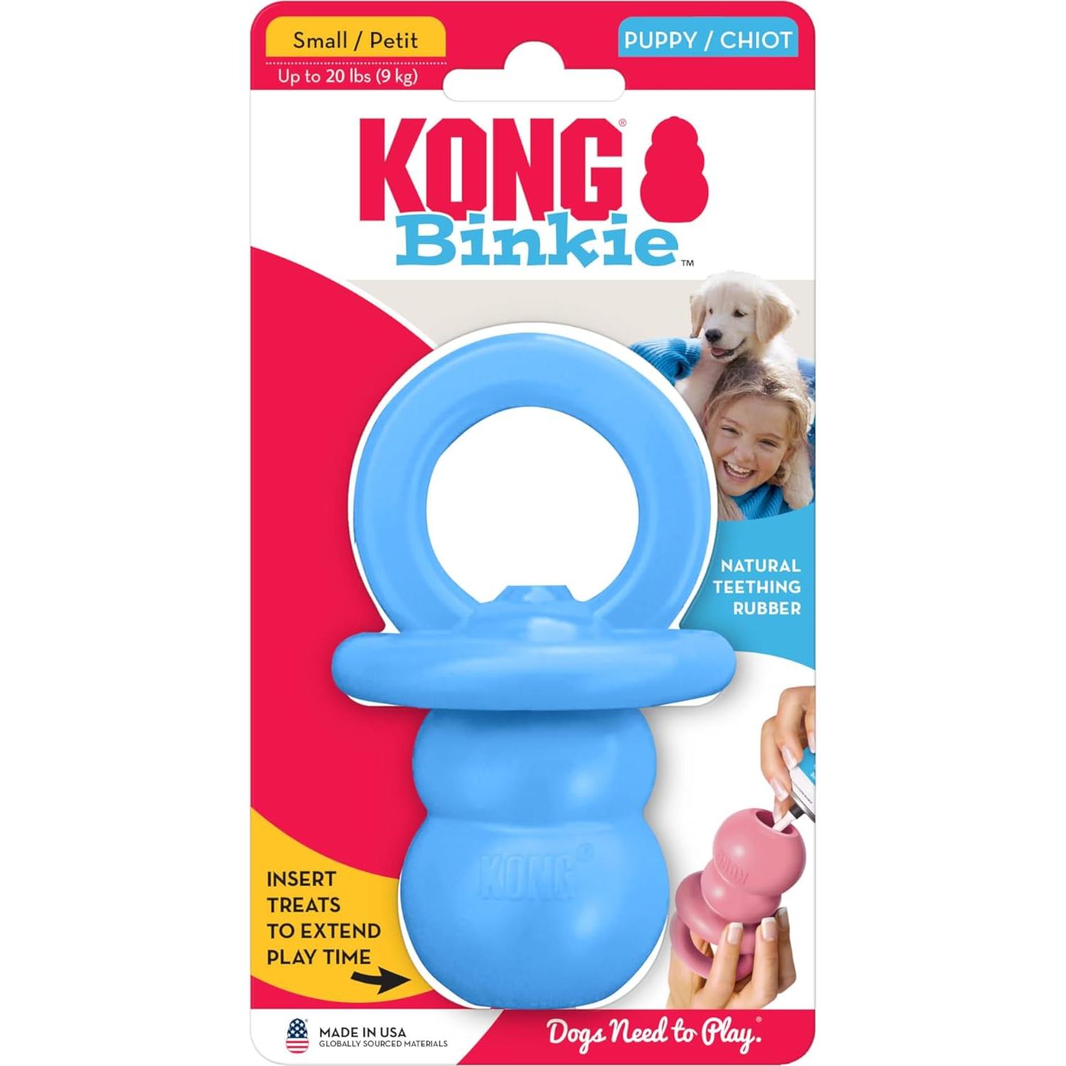 KONG Binkie Juguete para Cachorros Pequeños - Rellenable Azul