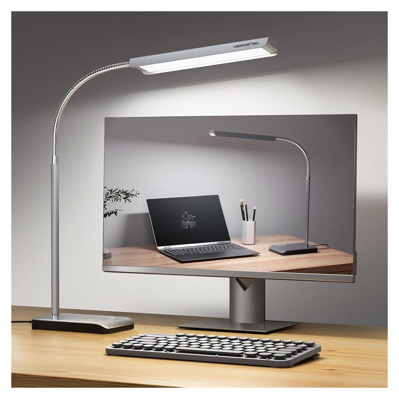 Lámpara de Escritorio LED LEPOWER-TEC 12W Plata, 60 Modos