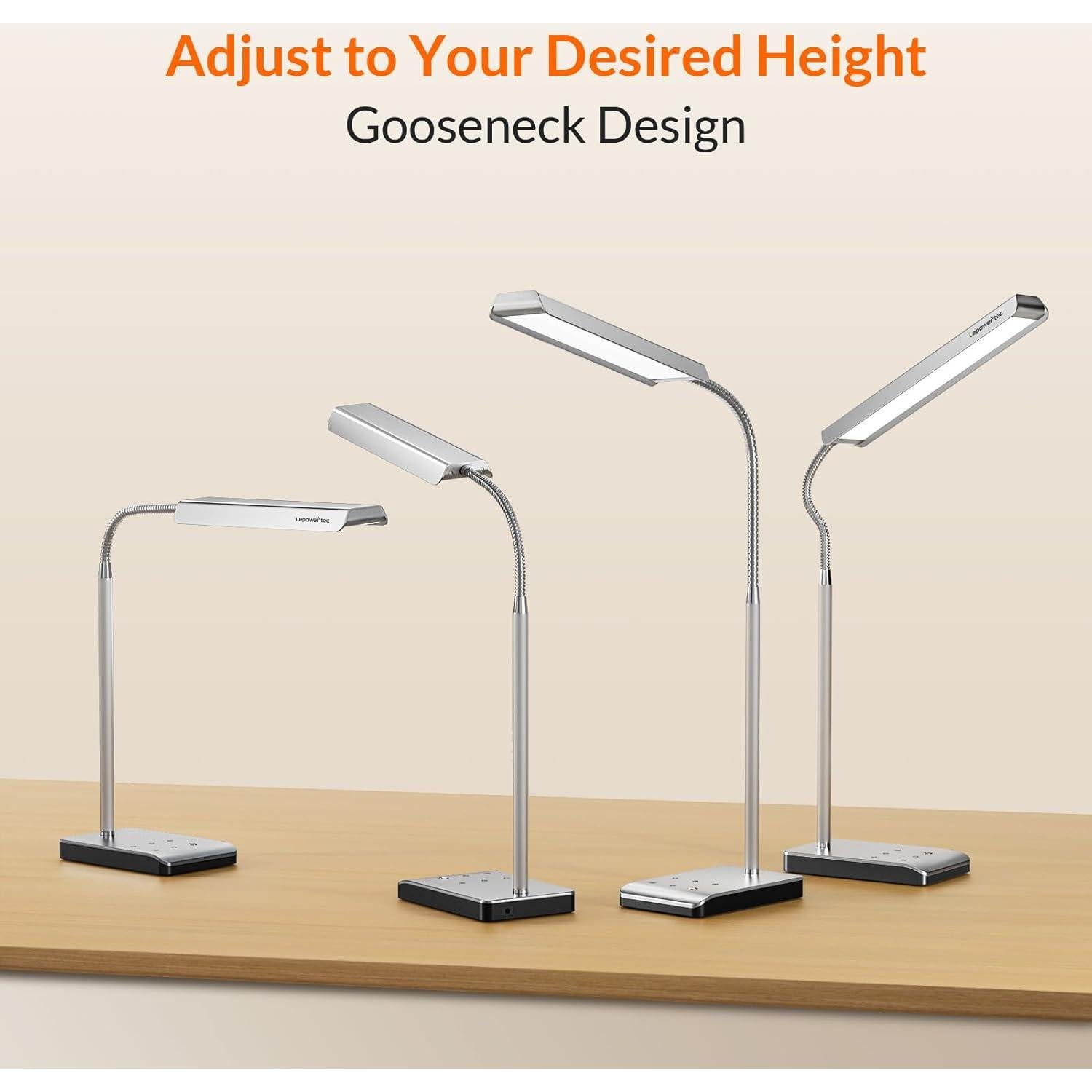 Lámpara de Escritorio LED LEPOWER-TEC 12W Plata, 60 Modos