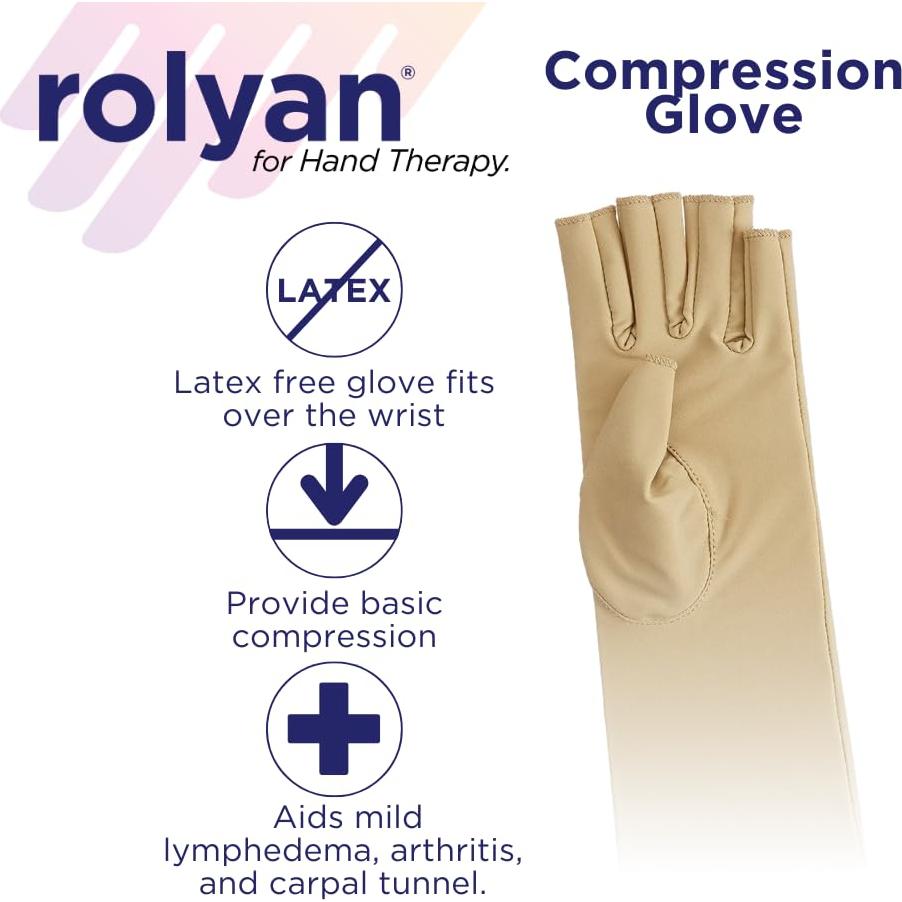 Guante de Compresión Rolyan Mediano Dedo Abierto Mano Derecha