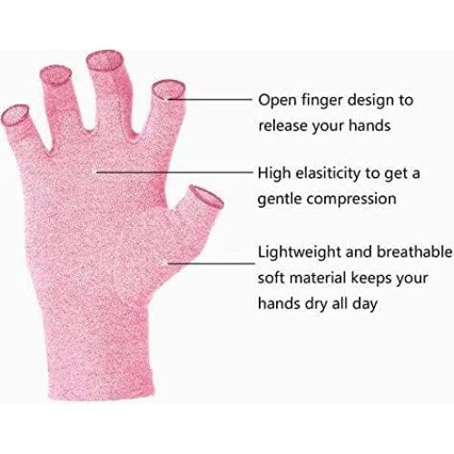 Guantes de Artritis Duerer Medianos Rosa Compresión Sin Dedos
