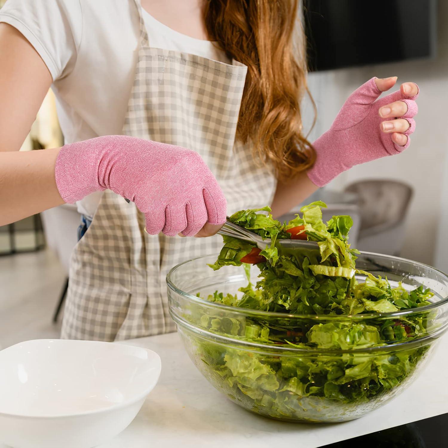 Guantes de Artritis Duerer Medianos Rosa Compresión Sin Dedos
