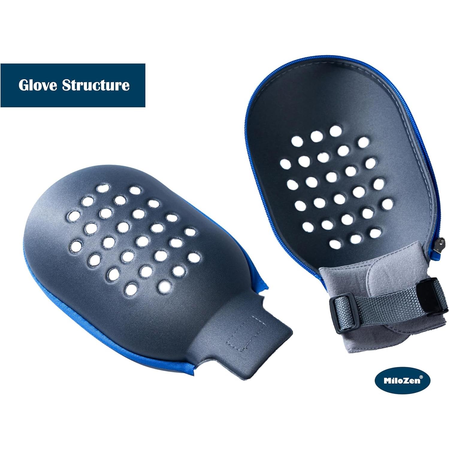 Guantes de restricción grandes MiloZen con cremallera y ventilación