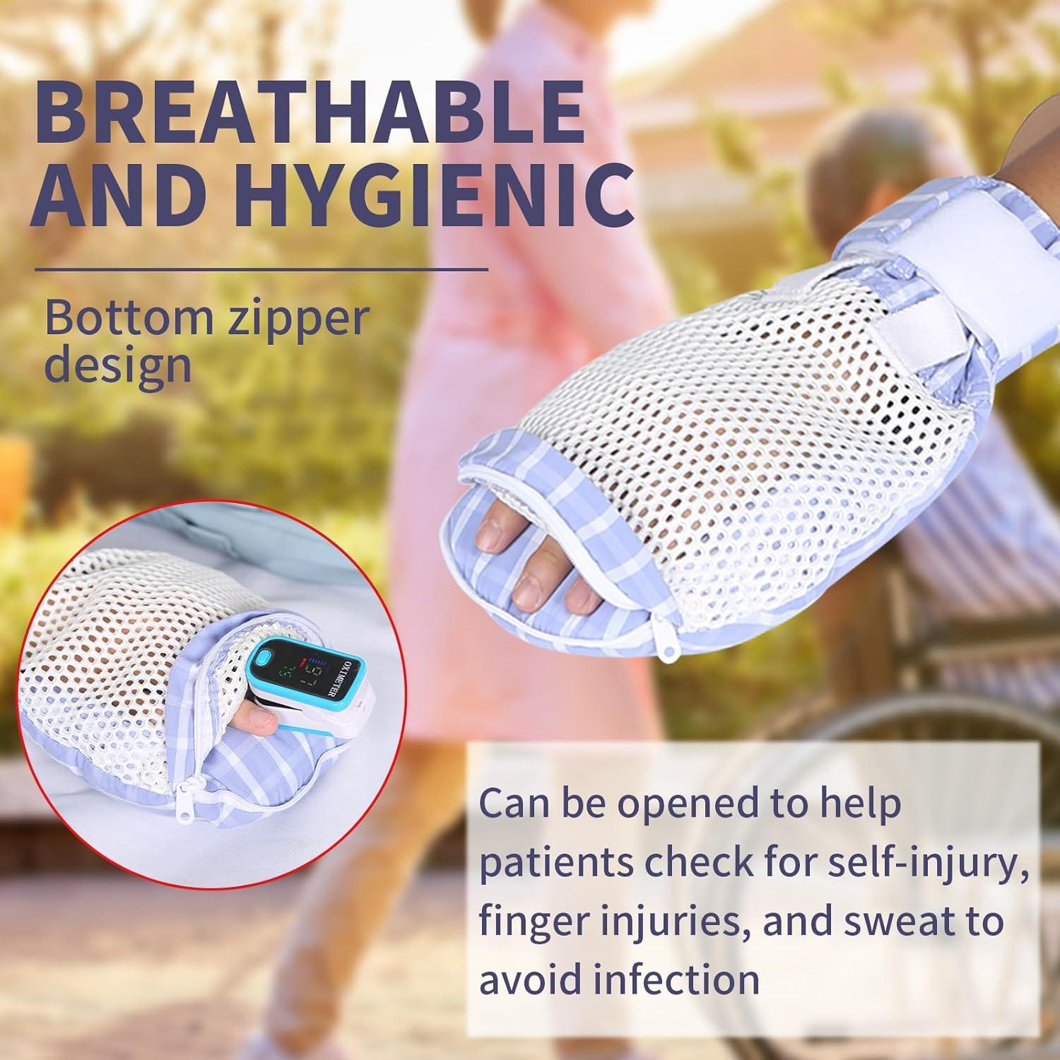 Guantes de Restricción Ehucon para Demencia - 2 Piezas, Transpirables y Lavables