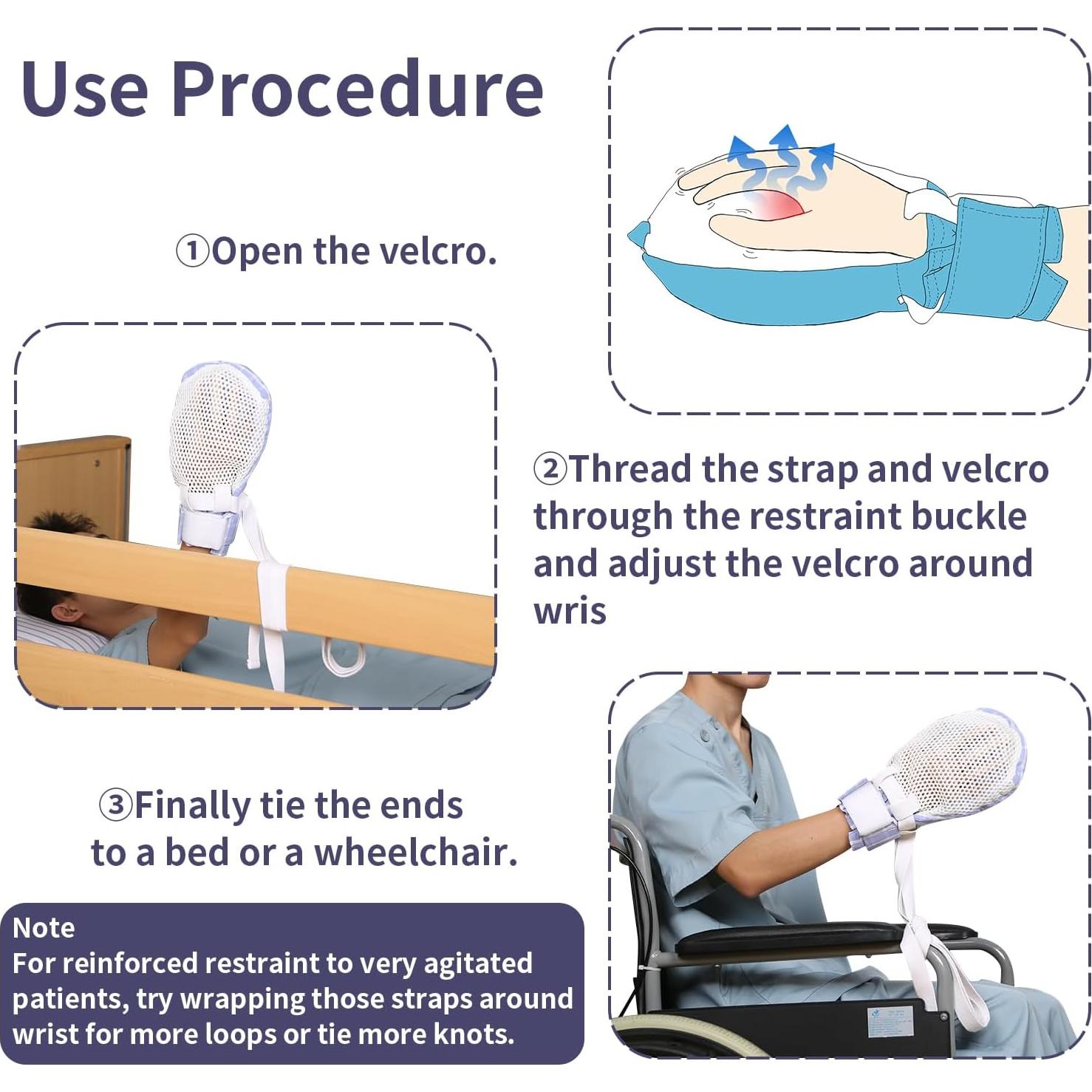 Guantes de Restricción Ehucon para Demencia - 2 Piezas, Transpirables y Lavables