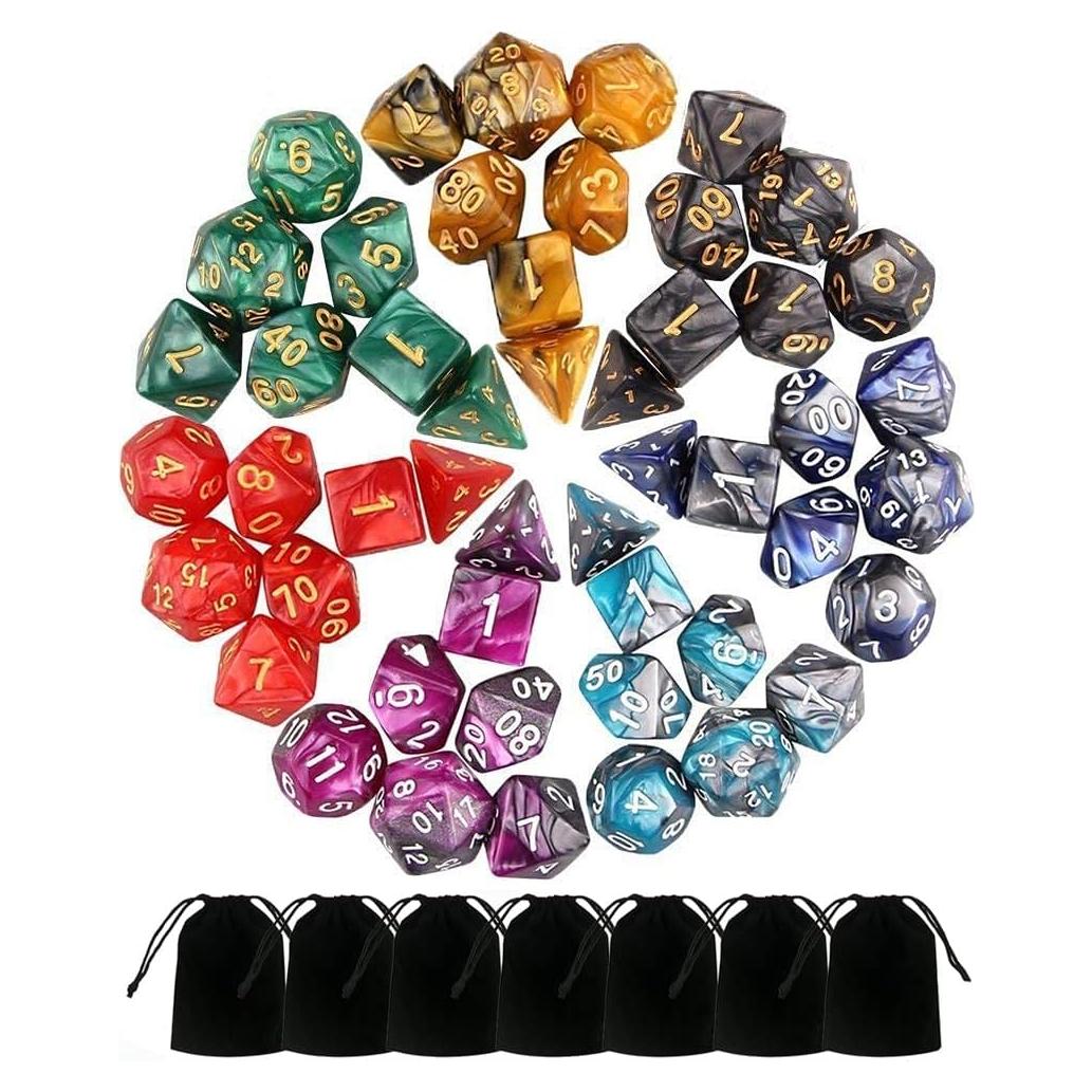 7 Juegos de Dados Poliedricos D&D BABEJIA Multicolor