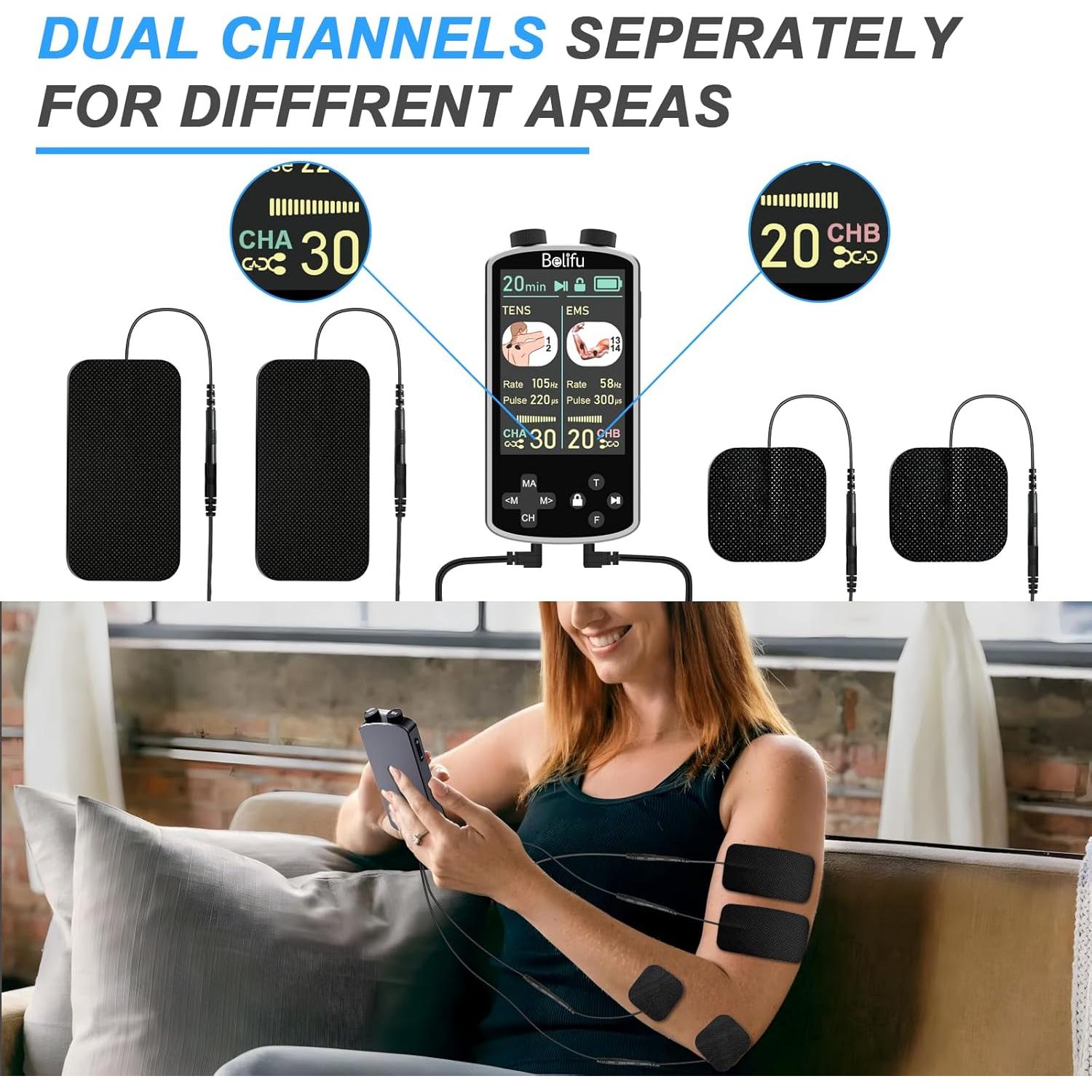 Unidad de Estimulacion Muscular TENS EMS Belifu 4 en 1 36 Modos