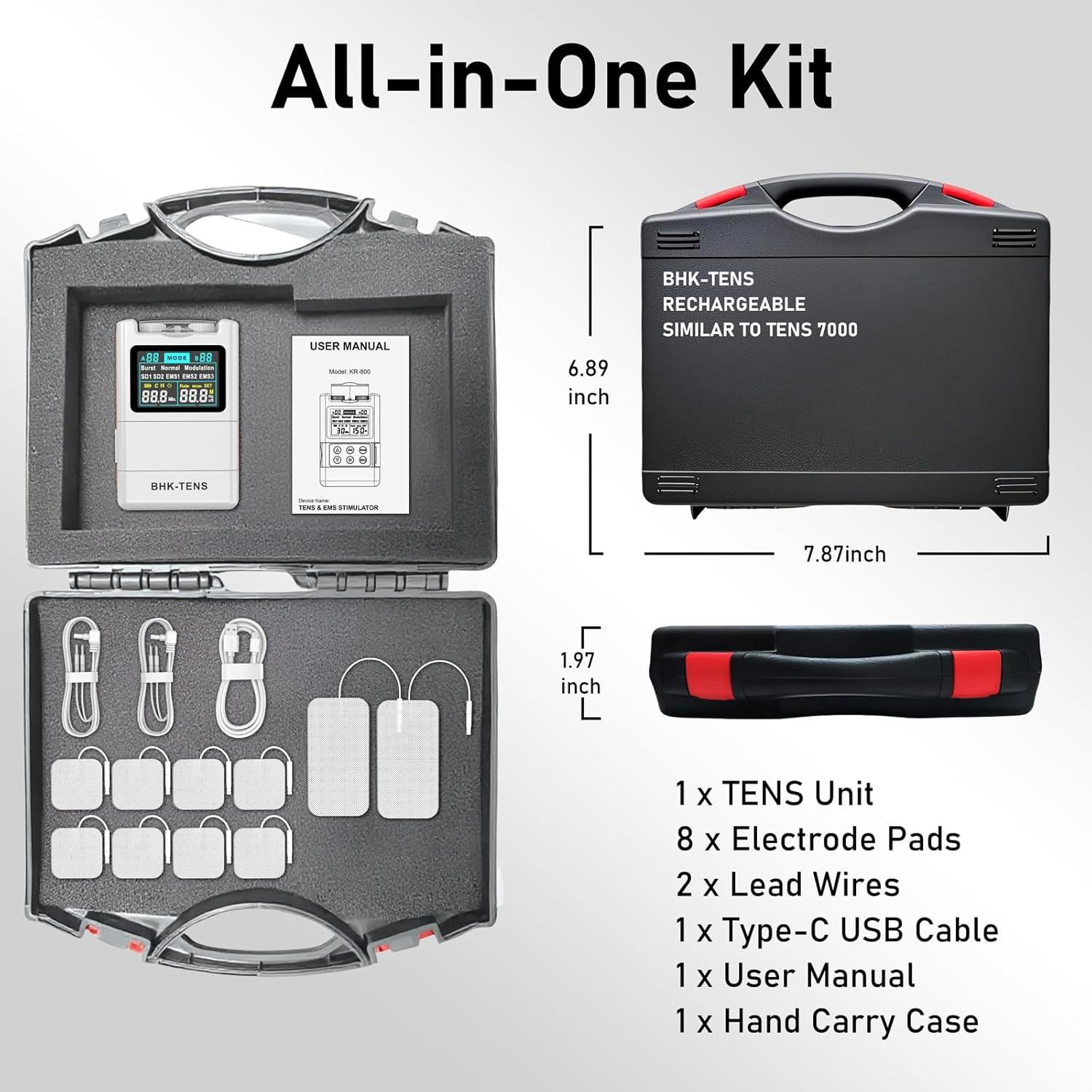 Estimulador Muscular TENS KR800 Dongguan, 8 Modos, 40 Niveles