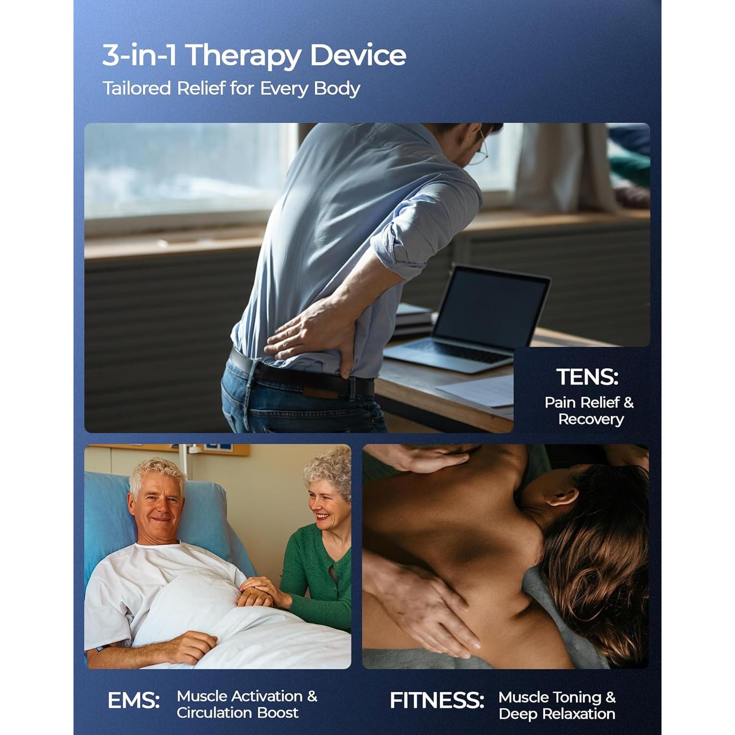 Estimulador Muscular TENS 3-en-1 KingPavonini Rojo 36 Modos