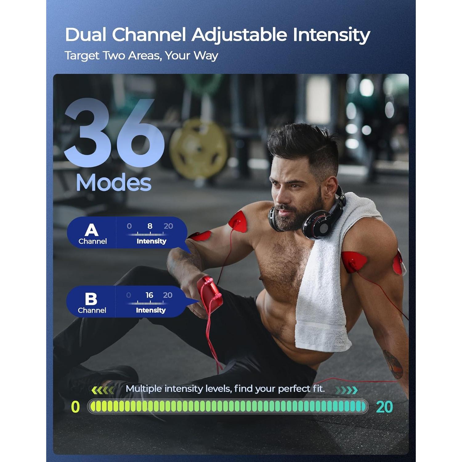 Estimulador Muscular TENS 3-en-1 KingPavonini Rojo 36 Modos