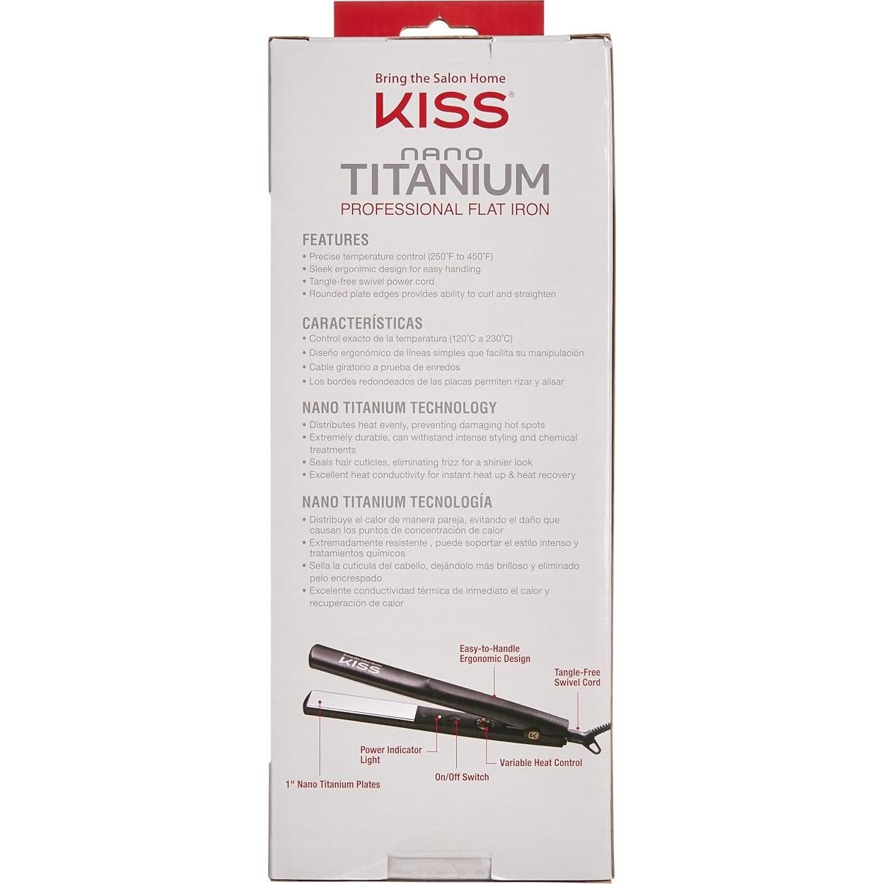 Plancha Profesional KISS Nano Titanio 1" Control Temperatura