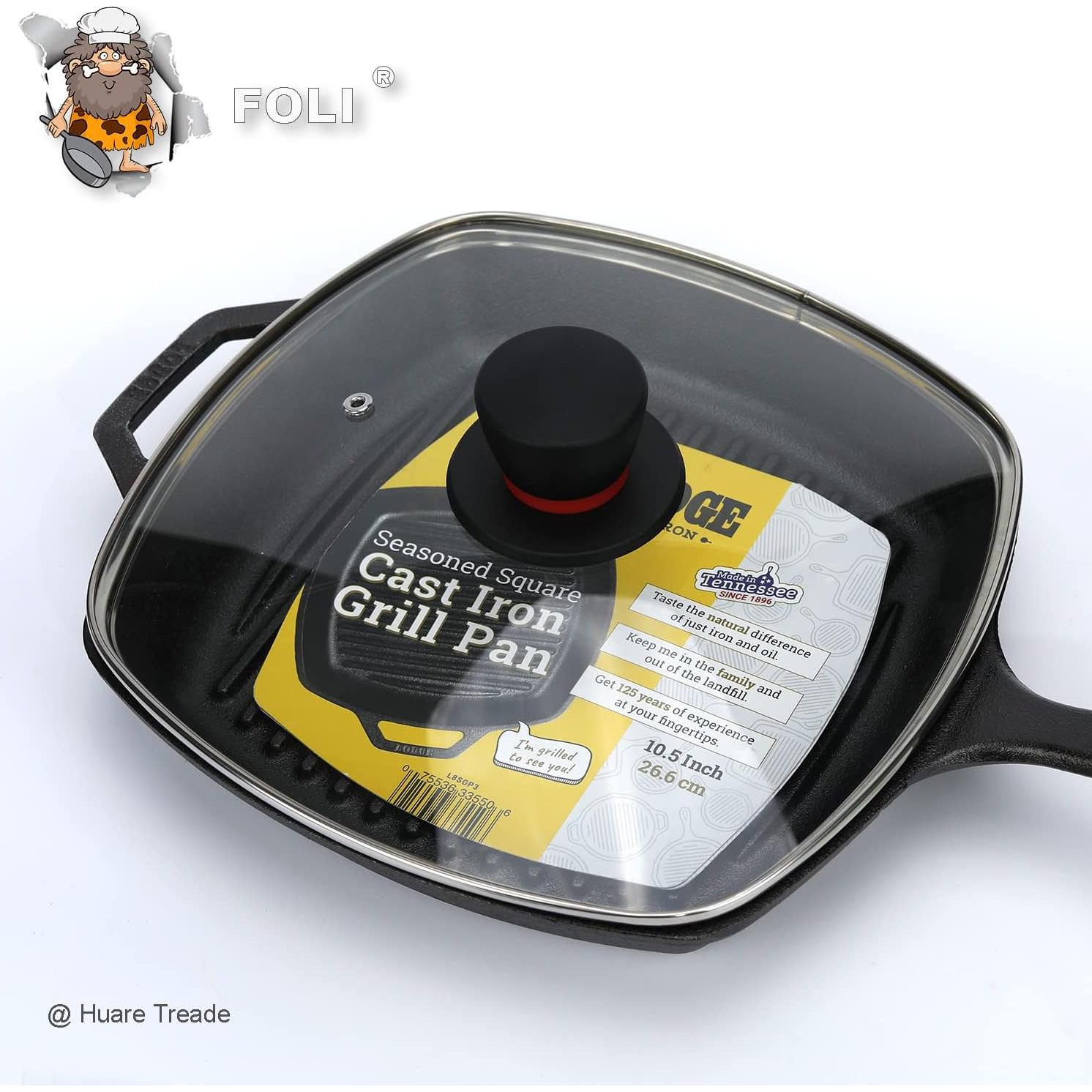 Tapa de vidrio cuadrada FOLI 10.5" (26.67 cm) con orificio