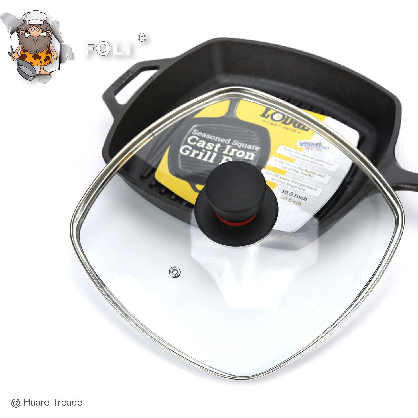 Tapa de vidrio cuadrada FOLI 10.5" (26.67 cm) con orificio