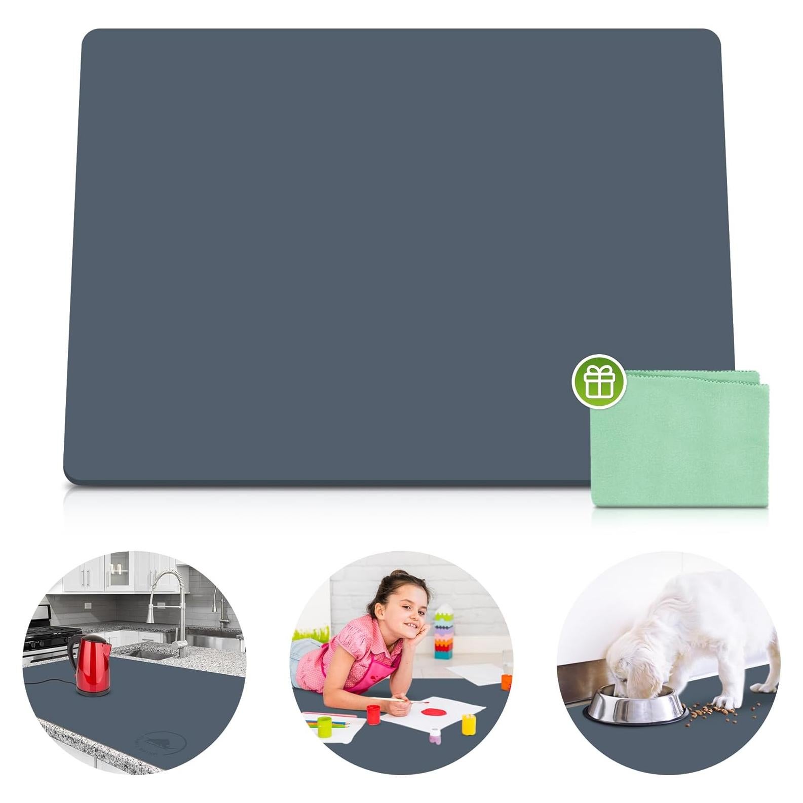 Alfombrilla de Silicona Gruesa 63.5x43.2 cm Famous Dino Gris