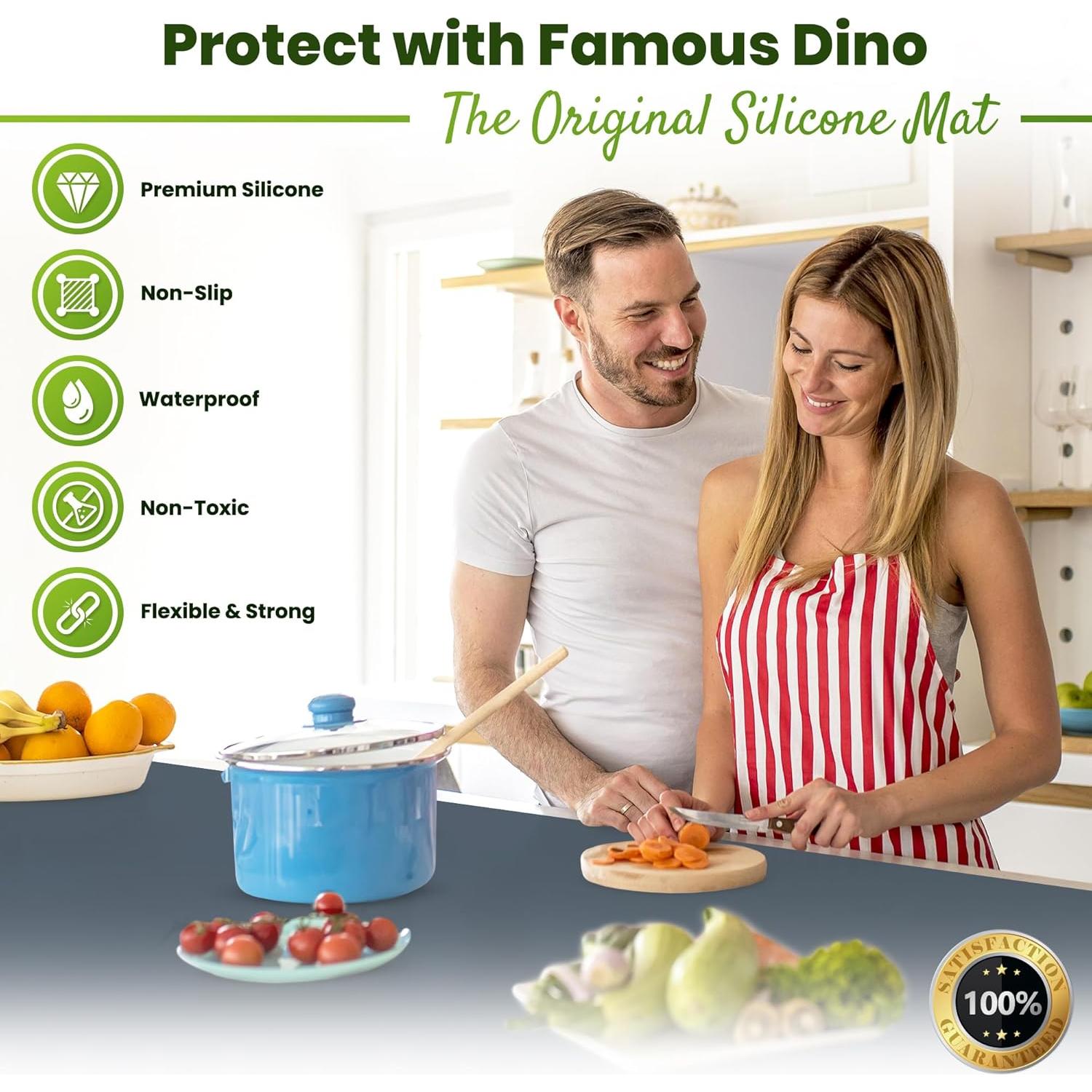 Alfombrilla de Silicona Gruesa 63.5x43.2 cm Famous Dino Gris