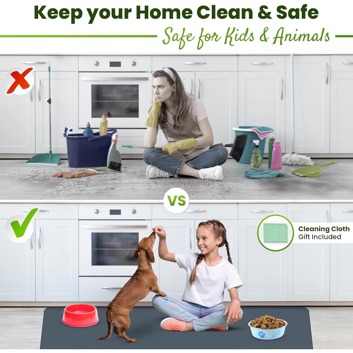 Alfombrilla de Silicona Gruesa 63.5x43.2 cm Famous Dino Gris