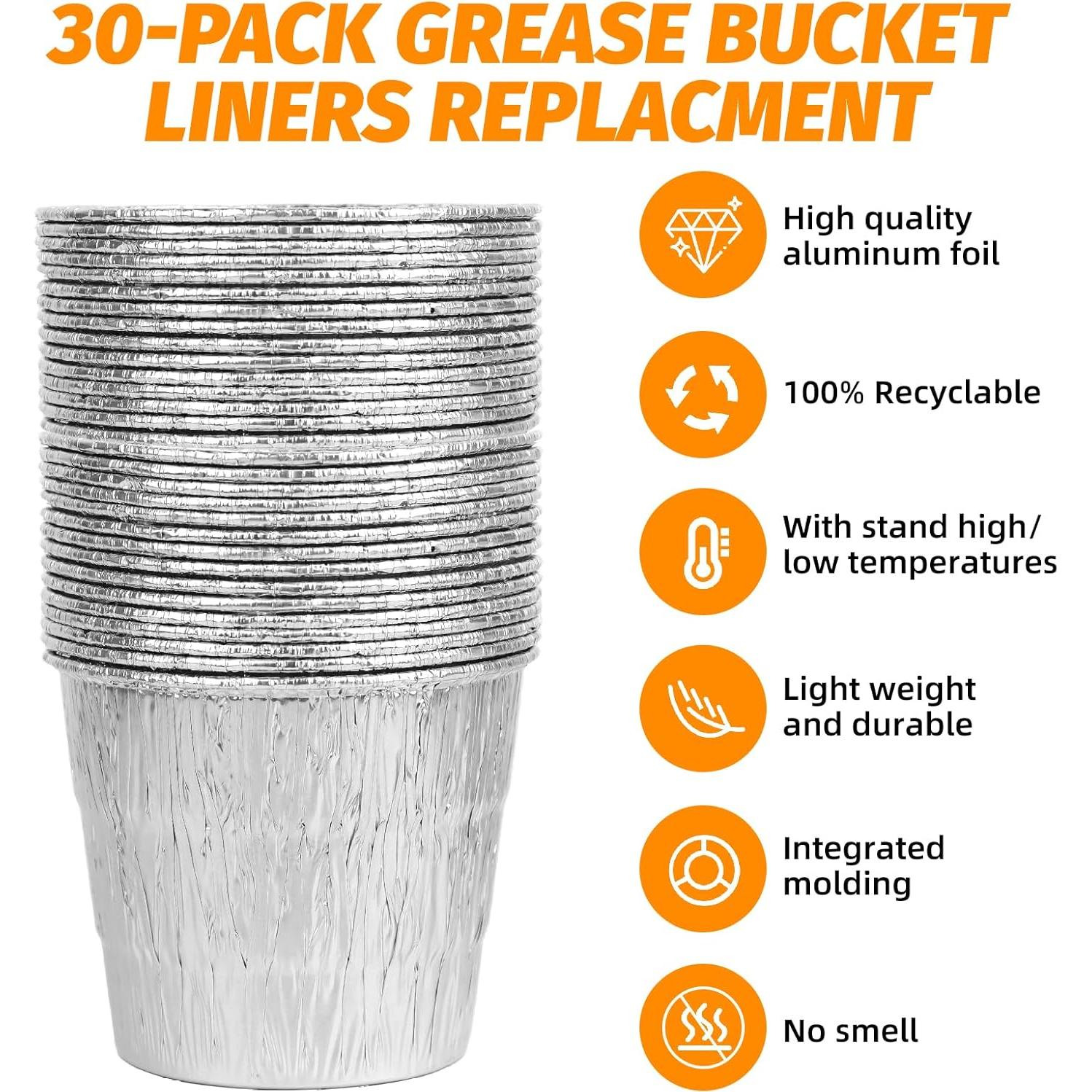 30 Forros de Cubo de Grasa Ethanberg para Parrillas Traeger y Más