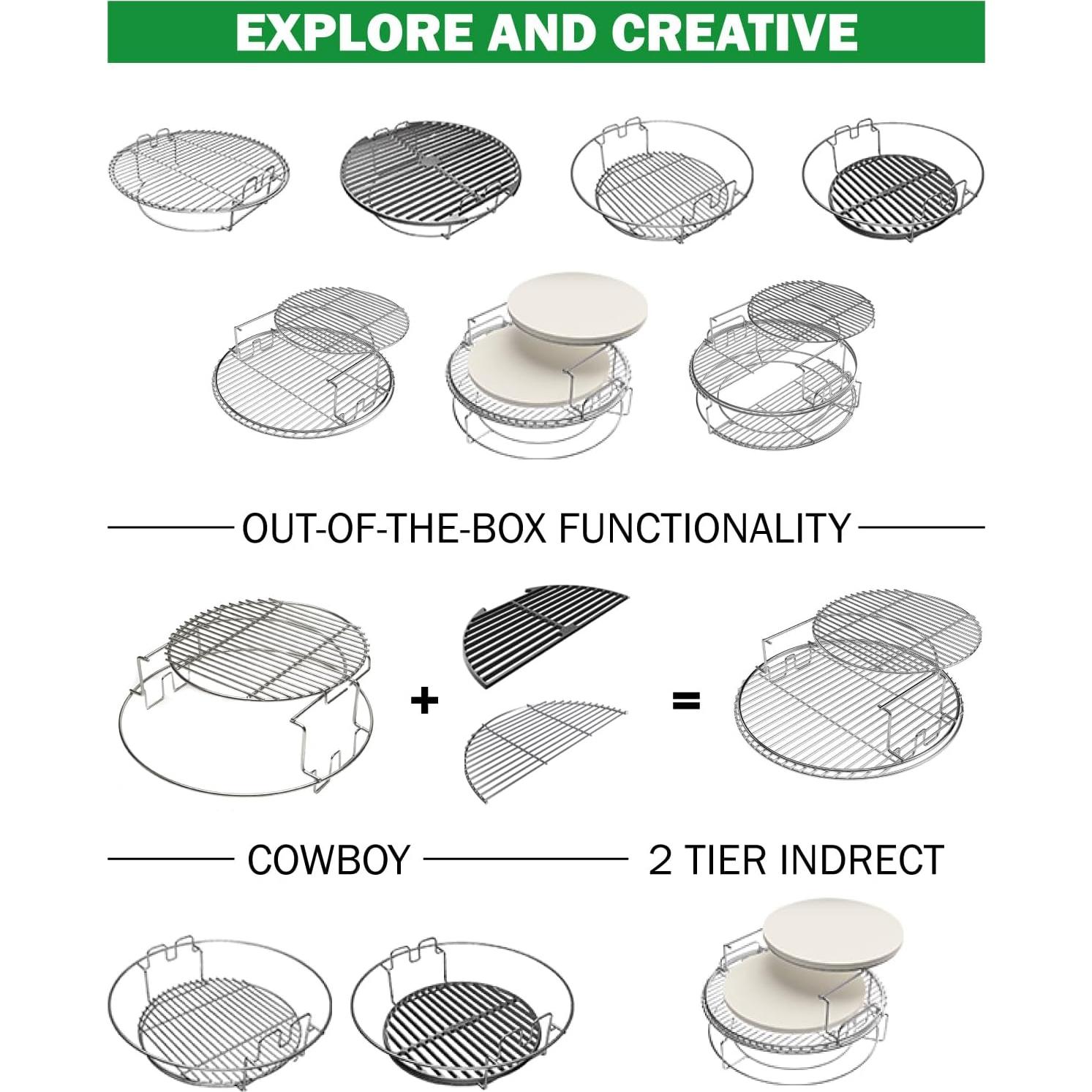 Rack Multi-Nivel de 2 Piezas BONPAZ para Big Green Egg