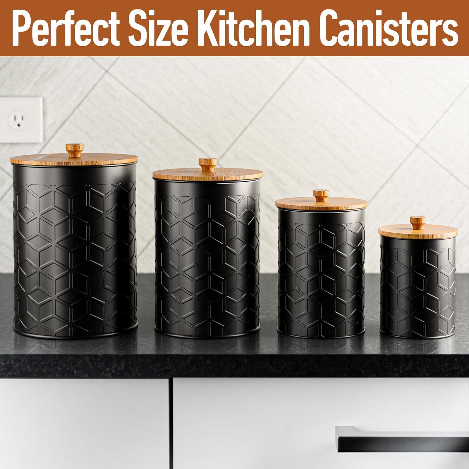 Juego de 4 Tarros de Cocina HB Design Co. Negro Texturizado