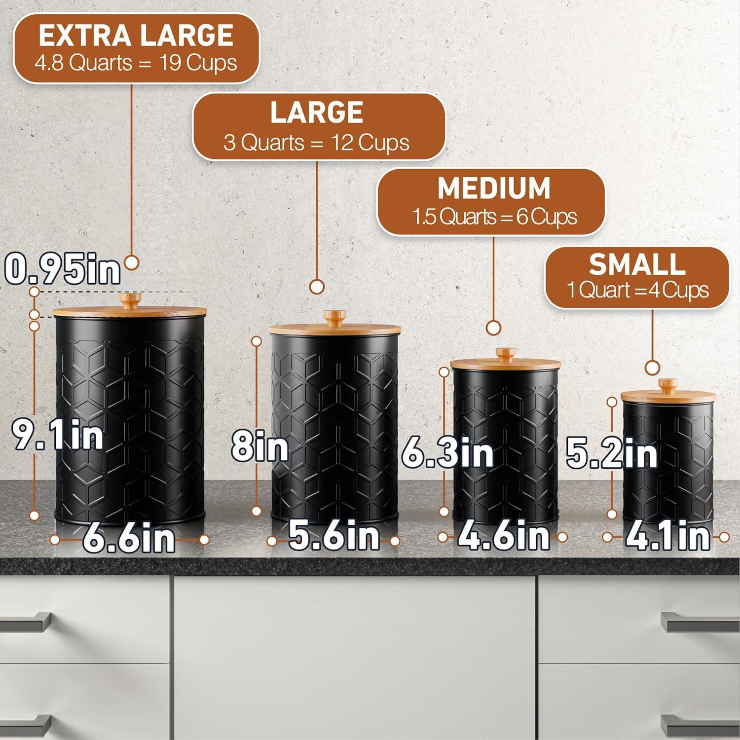 Juego de 4 Tarros de Cocina HB Design Co. Negro Texturizado