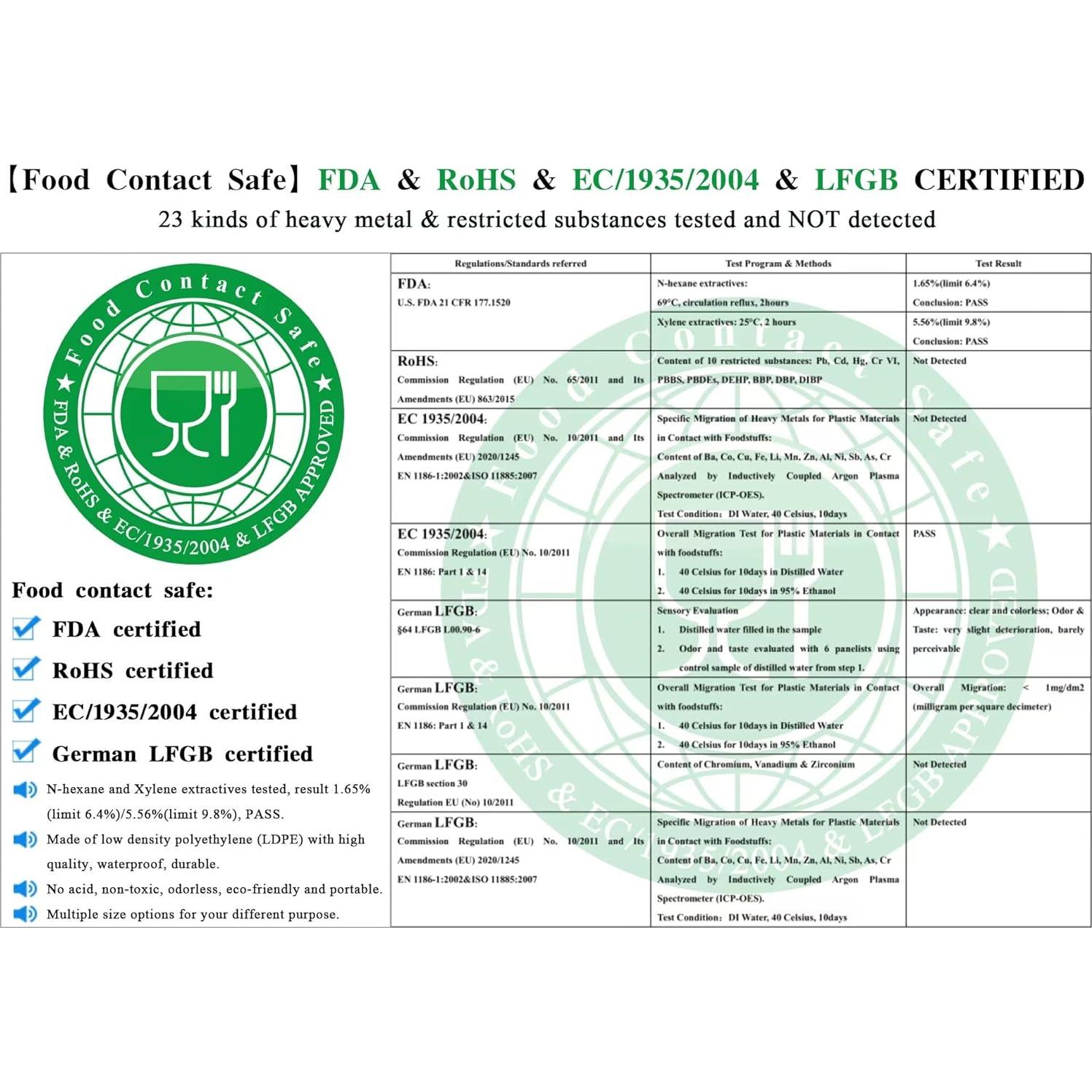 Bolsas de Cierre Reutilizables BornFeel 500pcs 5 Tamaños