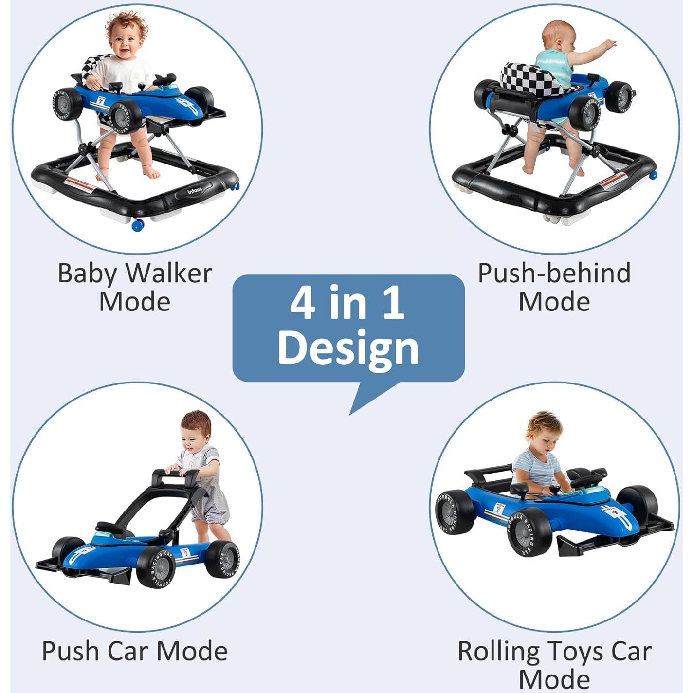 Andador 4 en 1 INFANS para Bebés Ajustable y Plegable Azul