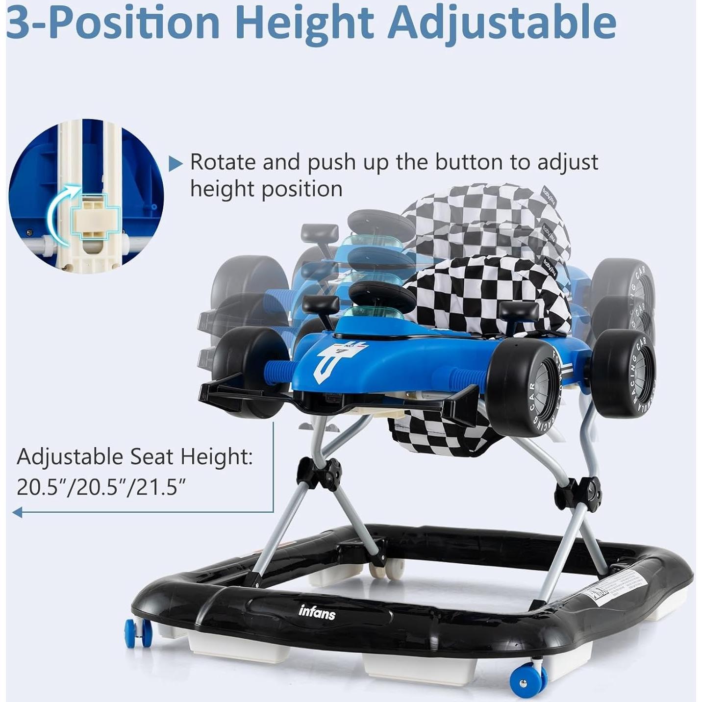 Andador 4 en 1 INFANS para Bebés Ajustable y Plegable Azul