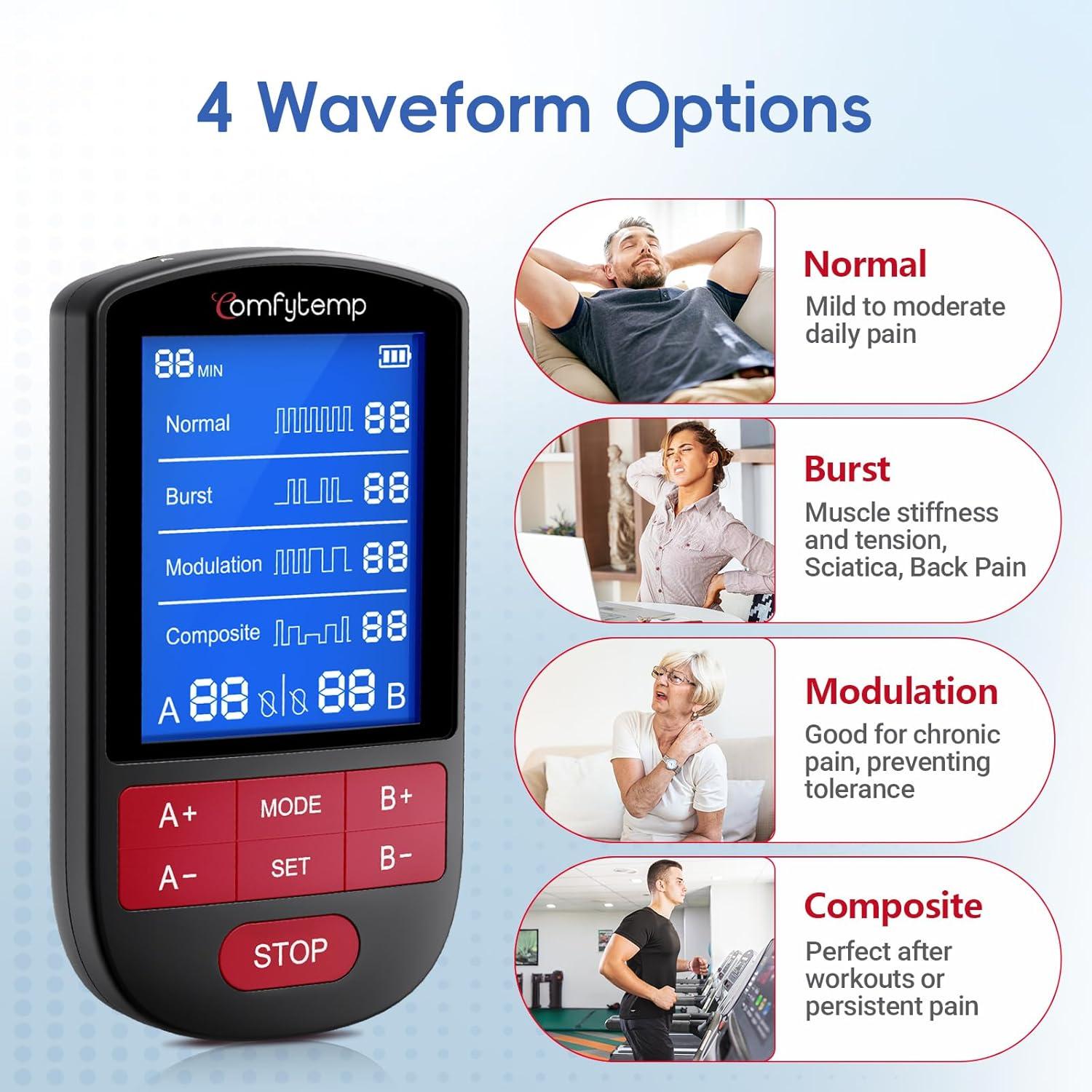 Comfytemp Estimulador Muscular TENS Doble Canal 30 Modos