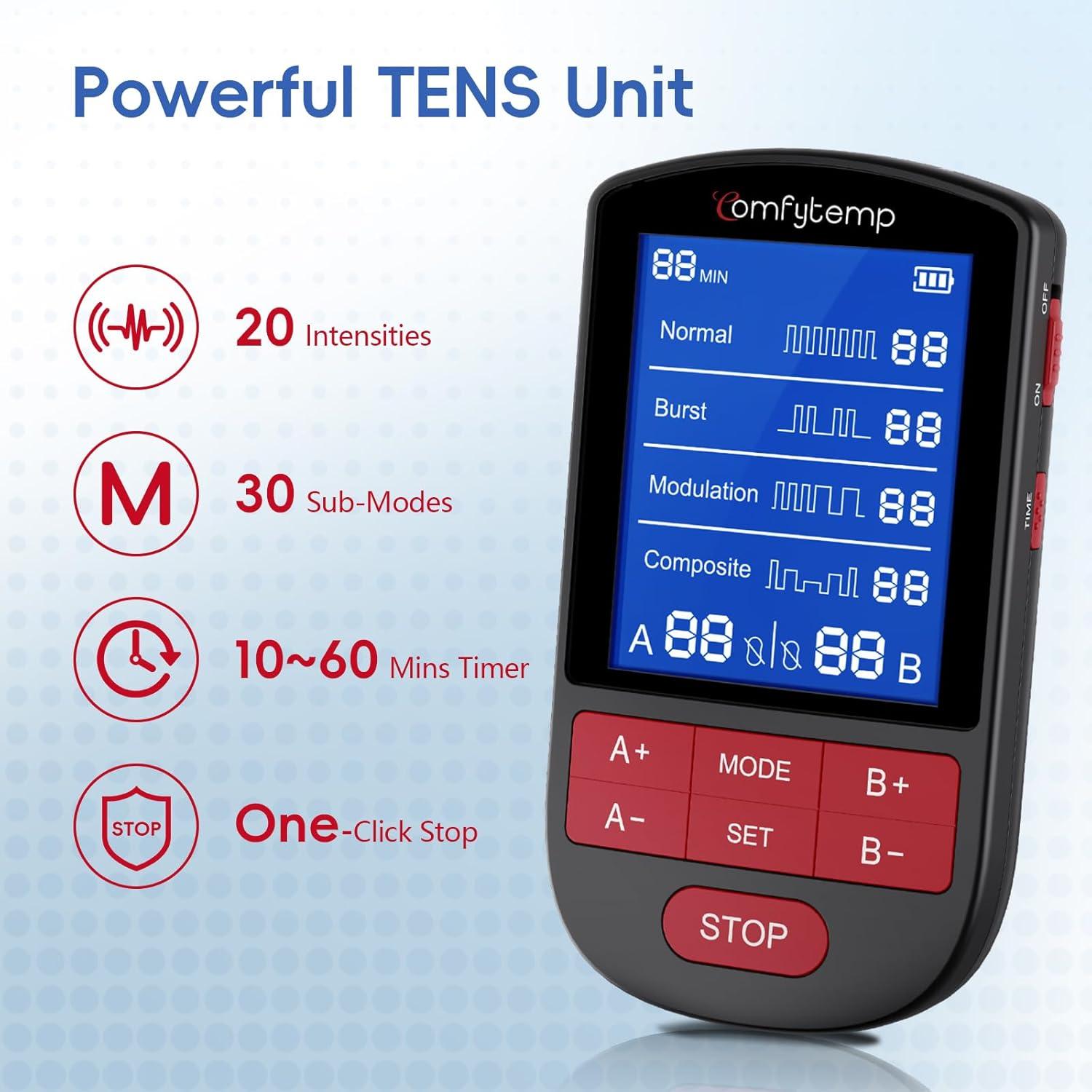 Comfytemp Estimulador Muscular TENS Doble Canal 30 Modos