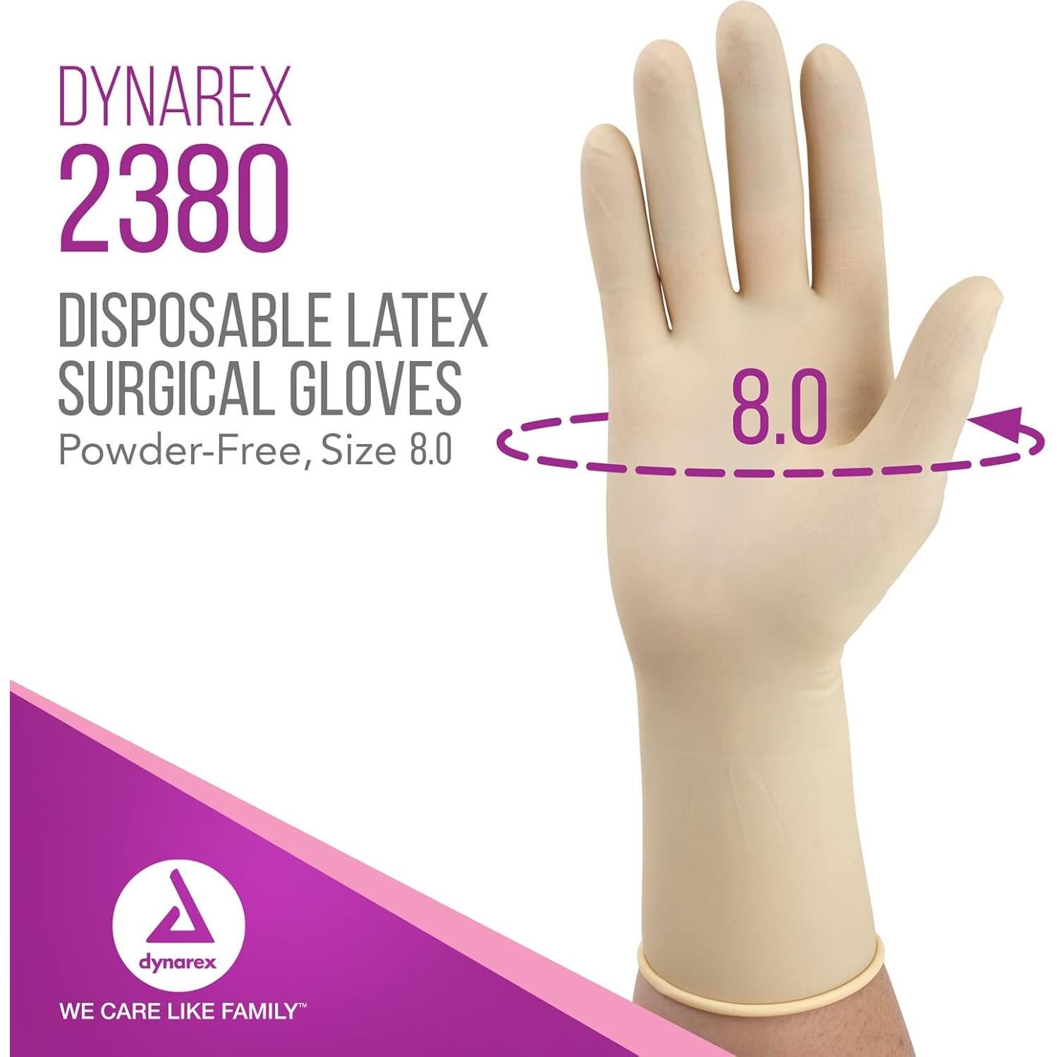 Guantes Quirúrgicos Estériles de Láttex Dynarex 50 Pares T8