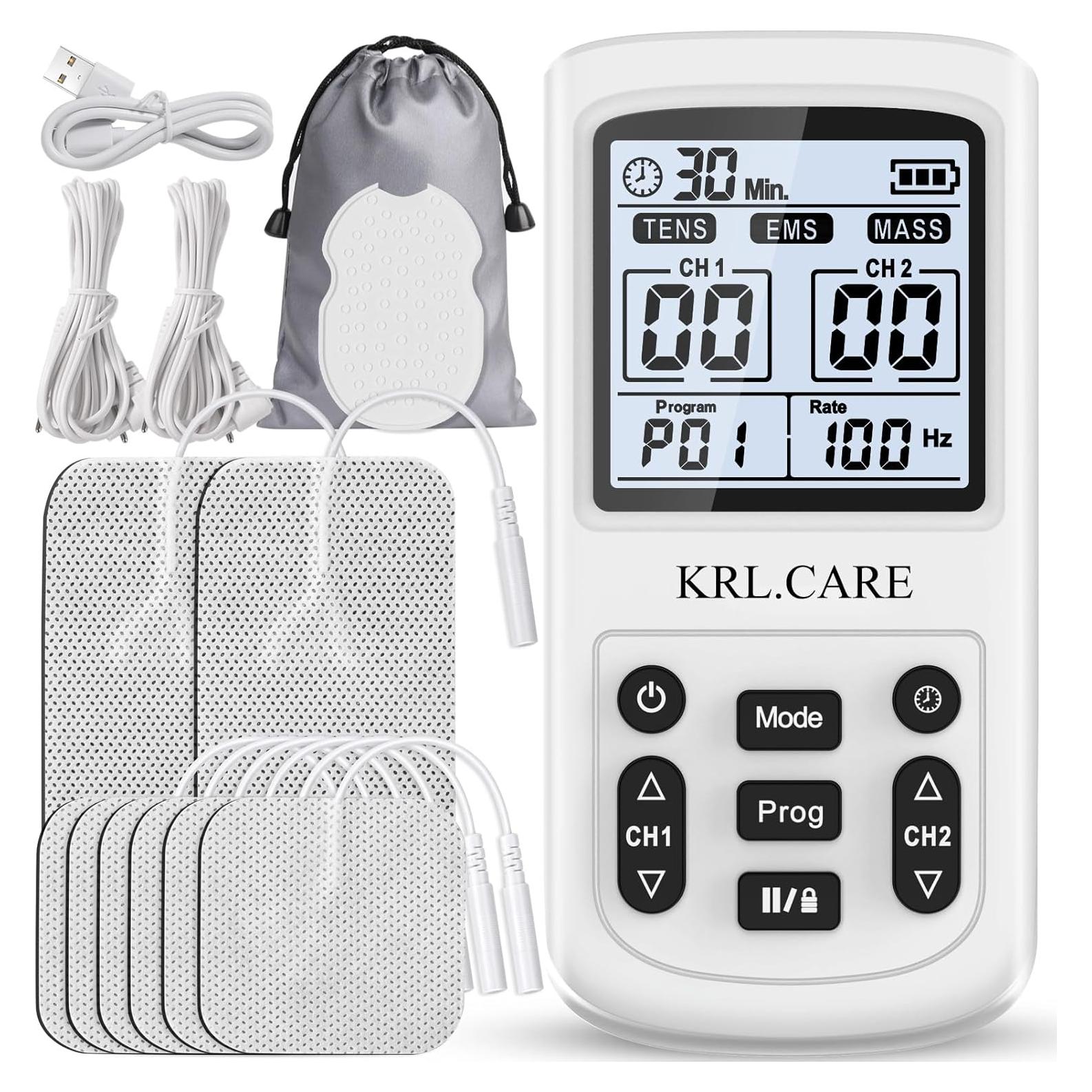Estimulador Muscular TENS EMS KRL.CARE 3-en-1 Portátil 40 Niveles