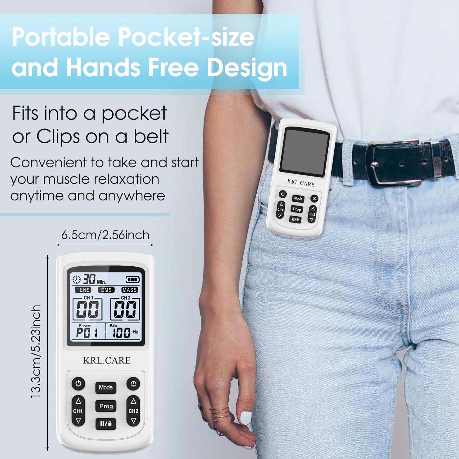 Estimulador Muscular TENS EMS KRL.CARE 3-en-1 Portátil 40 Niveles