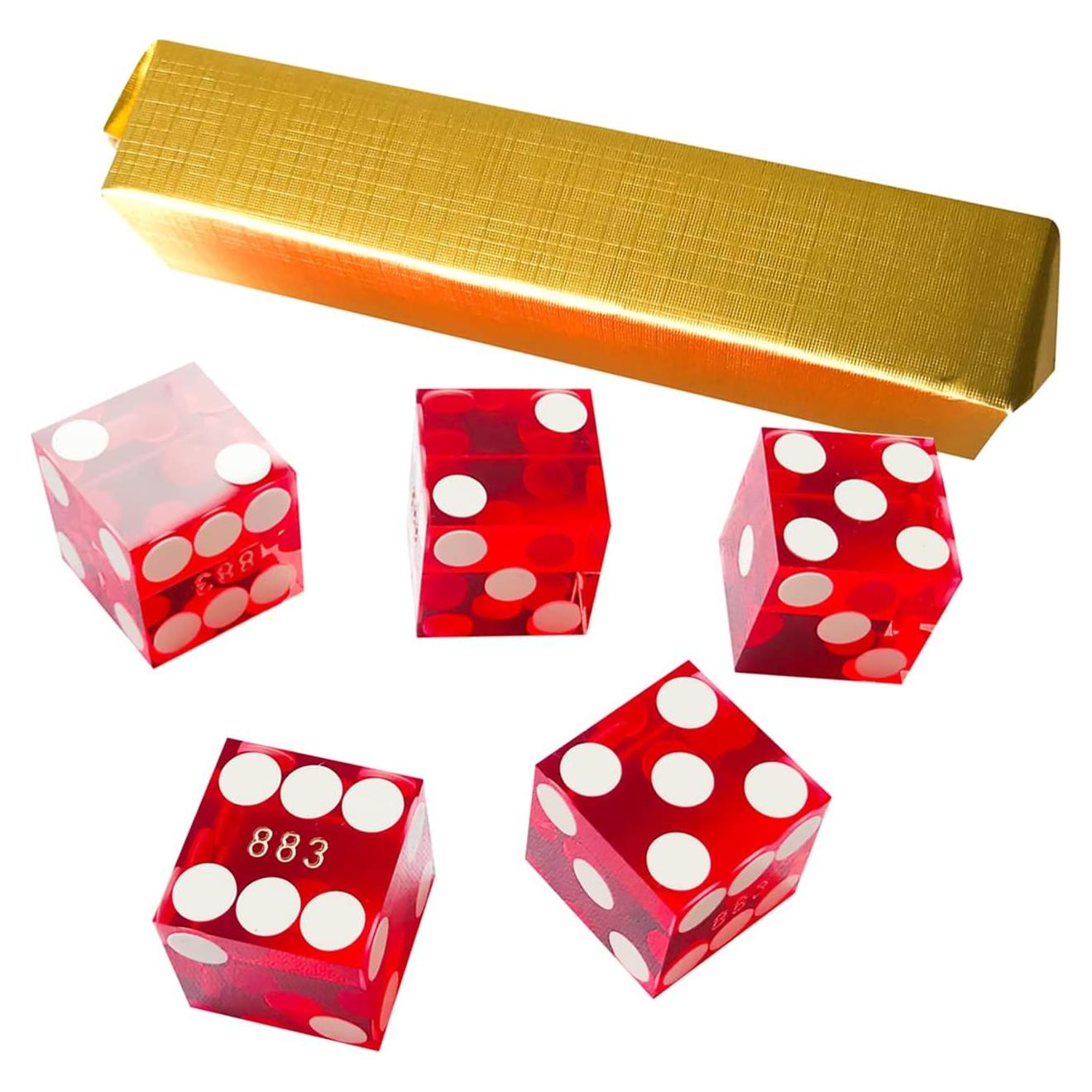 Dados de Craps Yuanhe 19mm Grado AAA Set de 5 Rojo