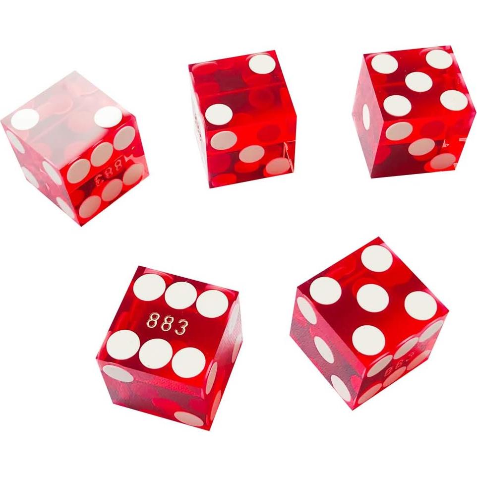 Dados de Craps Yuanhe 19mm Grado AAA Set de 5 Rojo