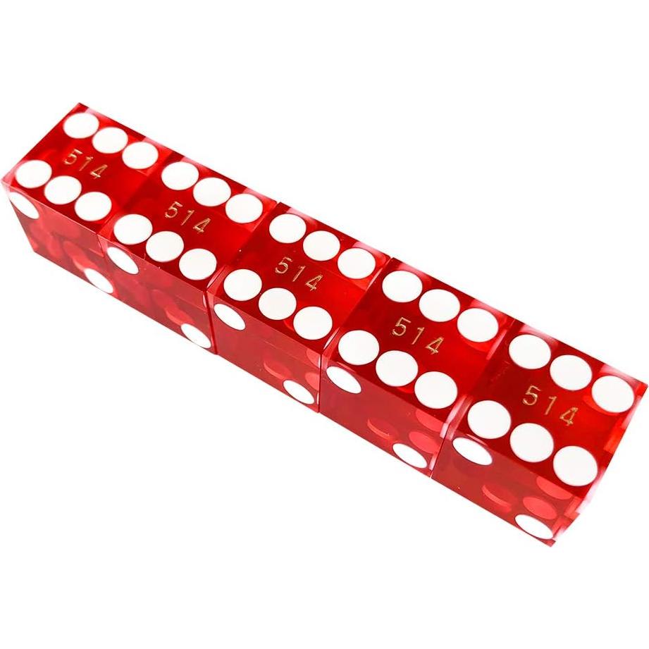 Dados de Craps Yuanhe 19mm Grado AAA Set de 5 Rojo