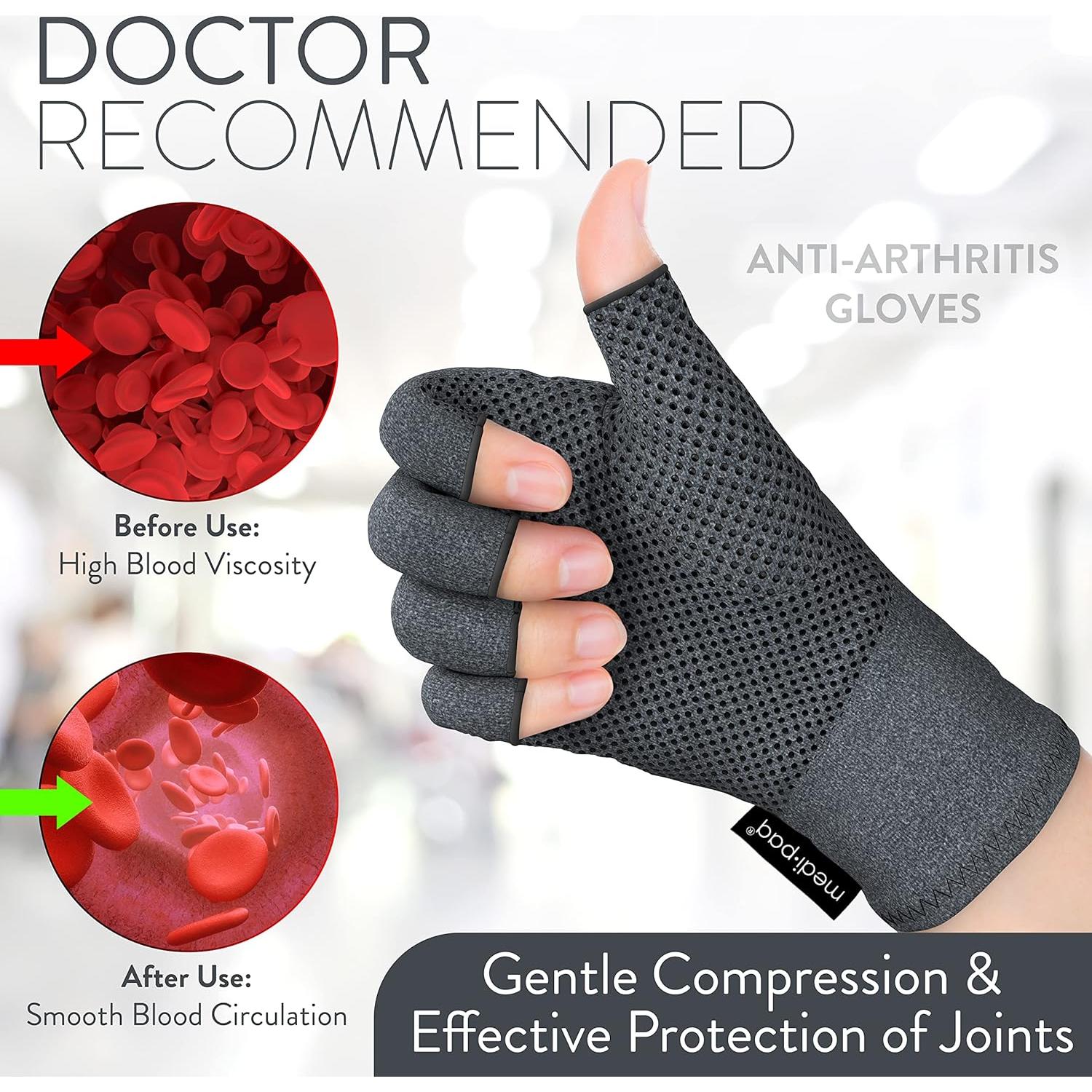 Guantes Anti-Artritis Sin Dedos para Alivio del Dolor - Grande