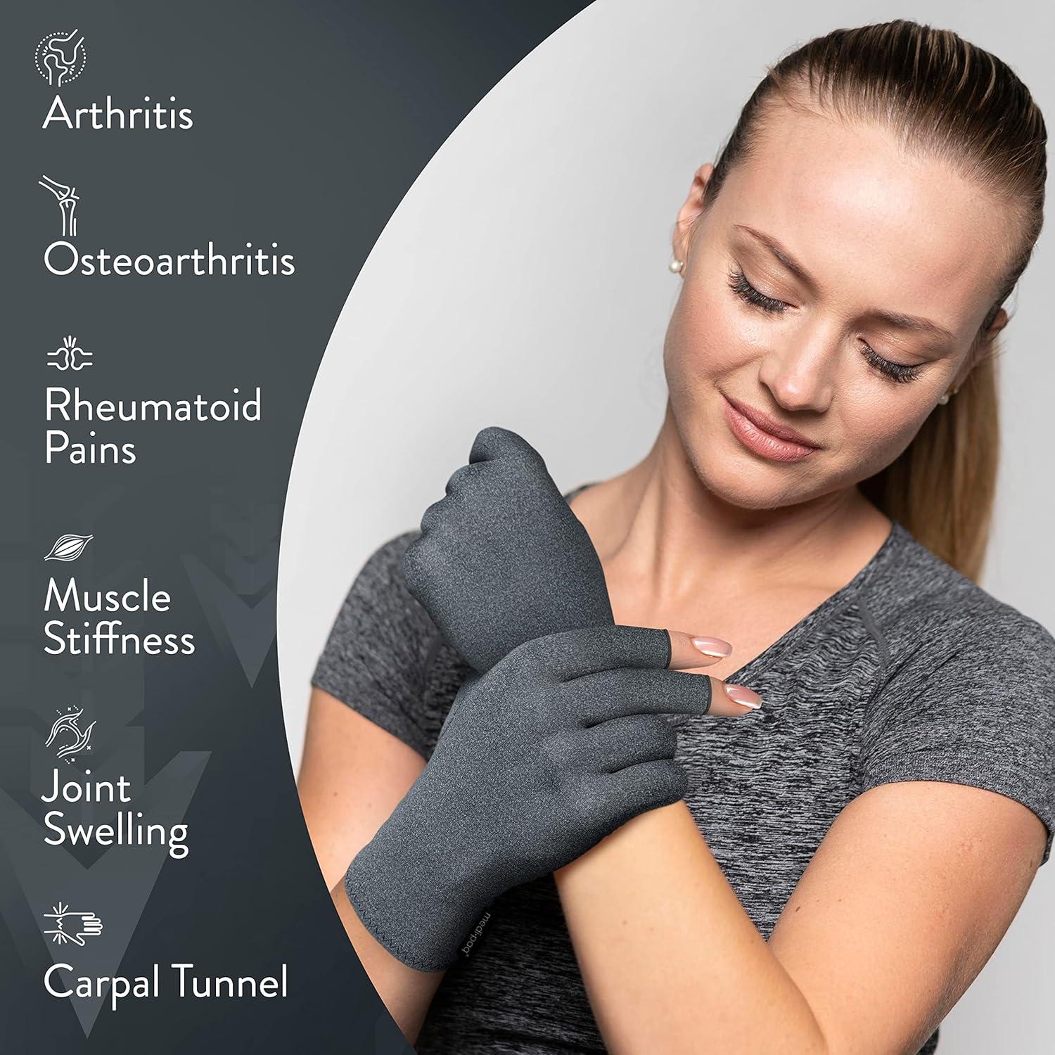 Guantes Anti-Artritis Sin Dedos para Alivio del Dolor - Grande